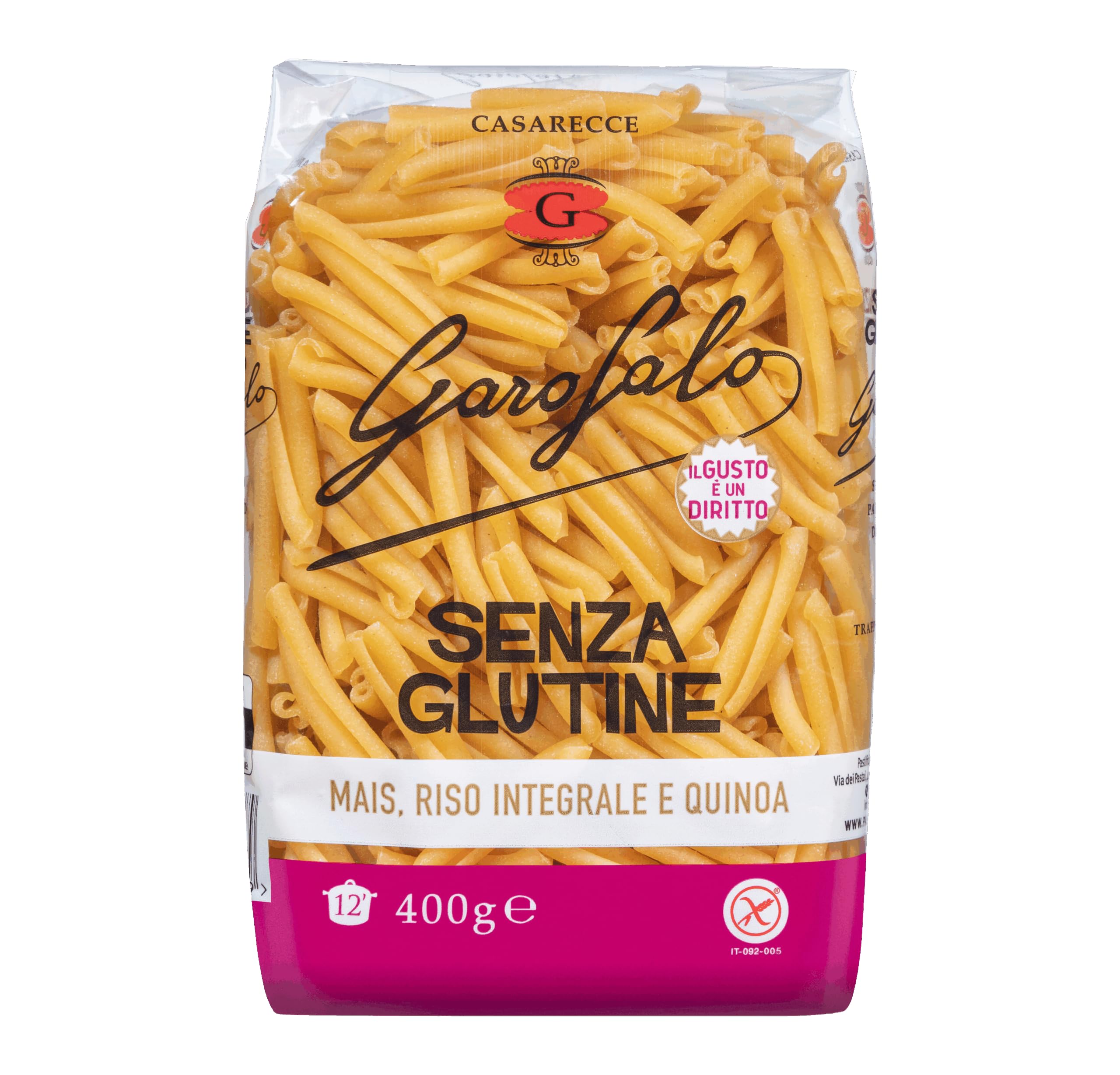 Italian Gourmet Glutenfreie Casarecce Pasta – 24 x 400 g, aus Mais, Vollkornreis & Quinoa, italienische Nudeln für Saucen, Meal Prep & Gastronomie, Großvorrat + Italian Gourmet Polpa