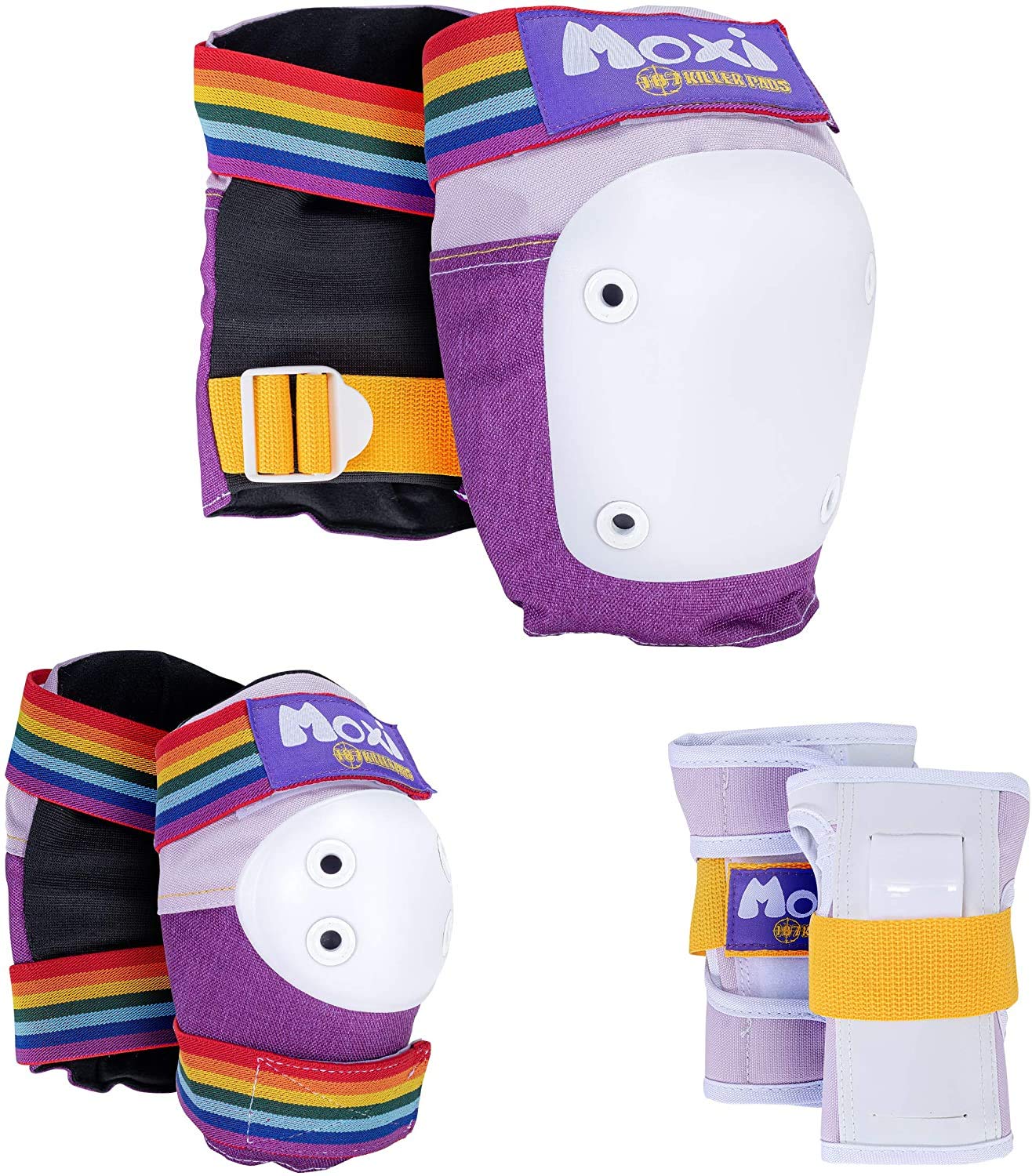 Six Pack Combo Pad Protection Kit including Knee Pads, Elbow Pads and Wrist Guards from 187 Killer Pads and Moxi Skates - Child to Adult Sizes (Lavender, XL Thick)