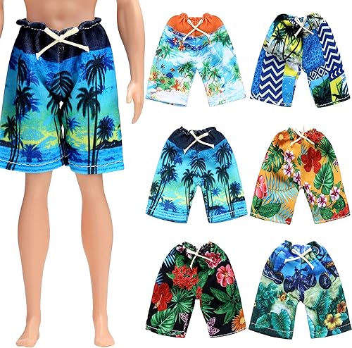 Bencailor 6 piezas de ropa de playa pantalones cortos de playa con estampado tropical accesorios de traje de baño (elegante)