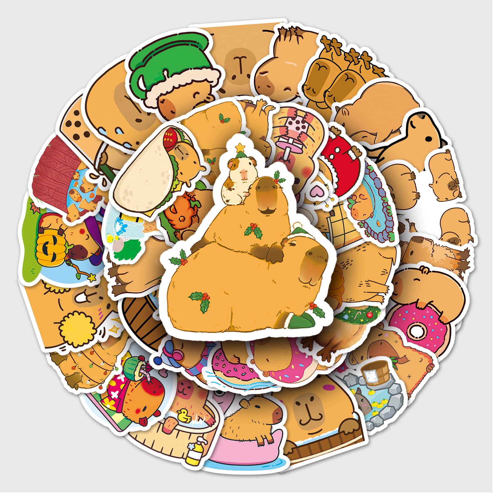 Lot De 50 Autocollants Capybara Mignons En Vinyle Imperméable Pour