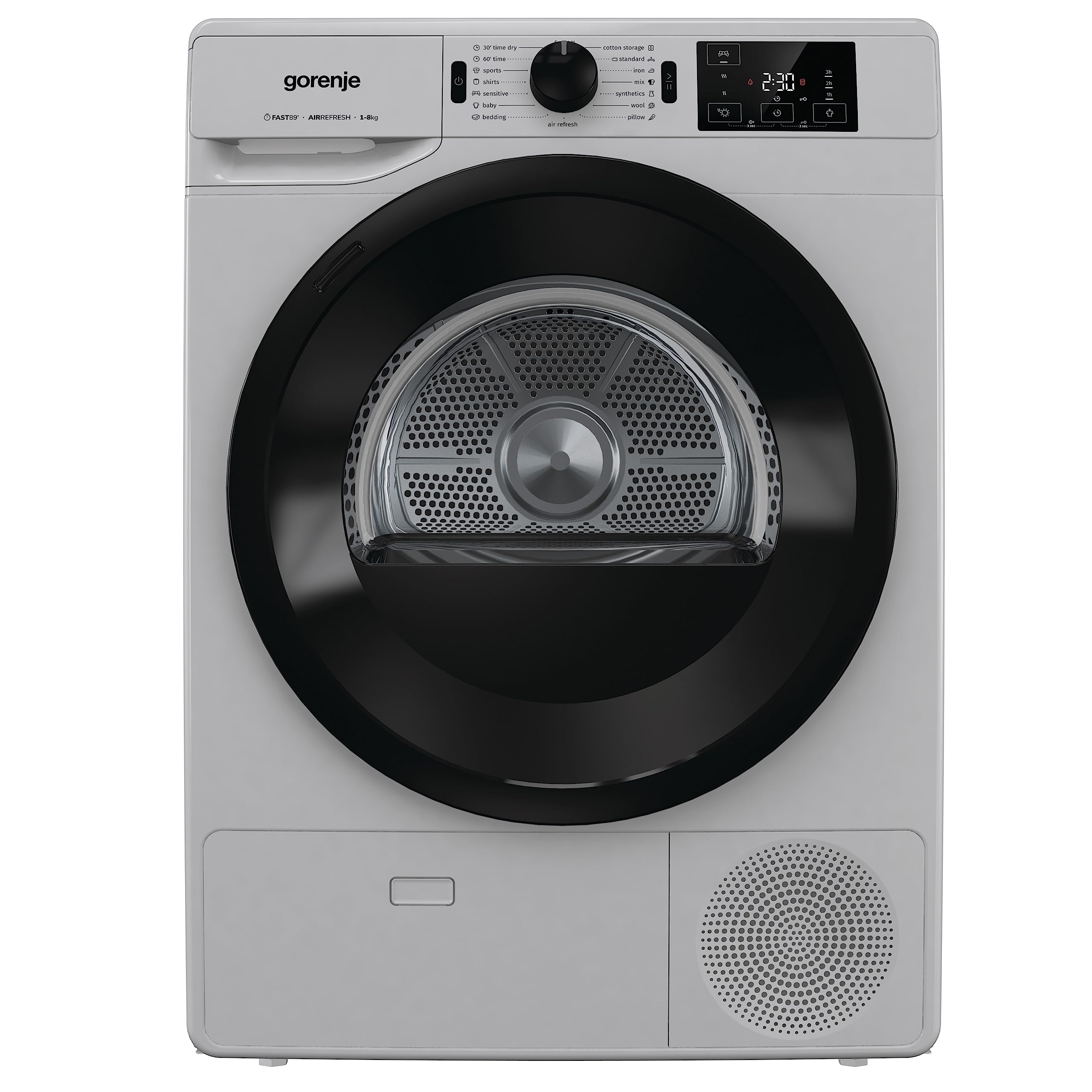 DNE8B/GA 8 Kg Freestanding Condenser Dryer, 16 Programs, Anti Crease Function, Dryness Level and Time Selector, Made in Slovenia, 1 Year Warranty