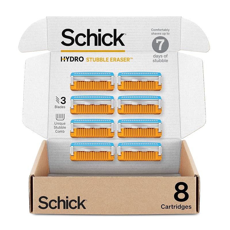 Cartuchos de reposição Schick Hydro Stubble Eraser para barbeador de barba curta, Pacote com 8