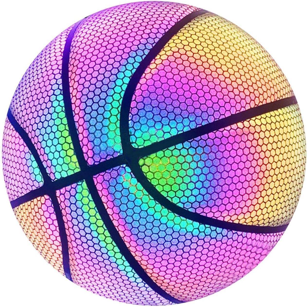 Holographic Reflective Basketball Glow Luminous Basketball for Night