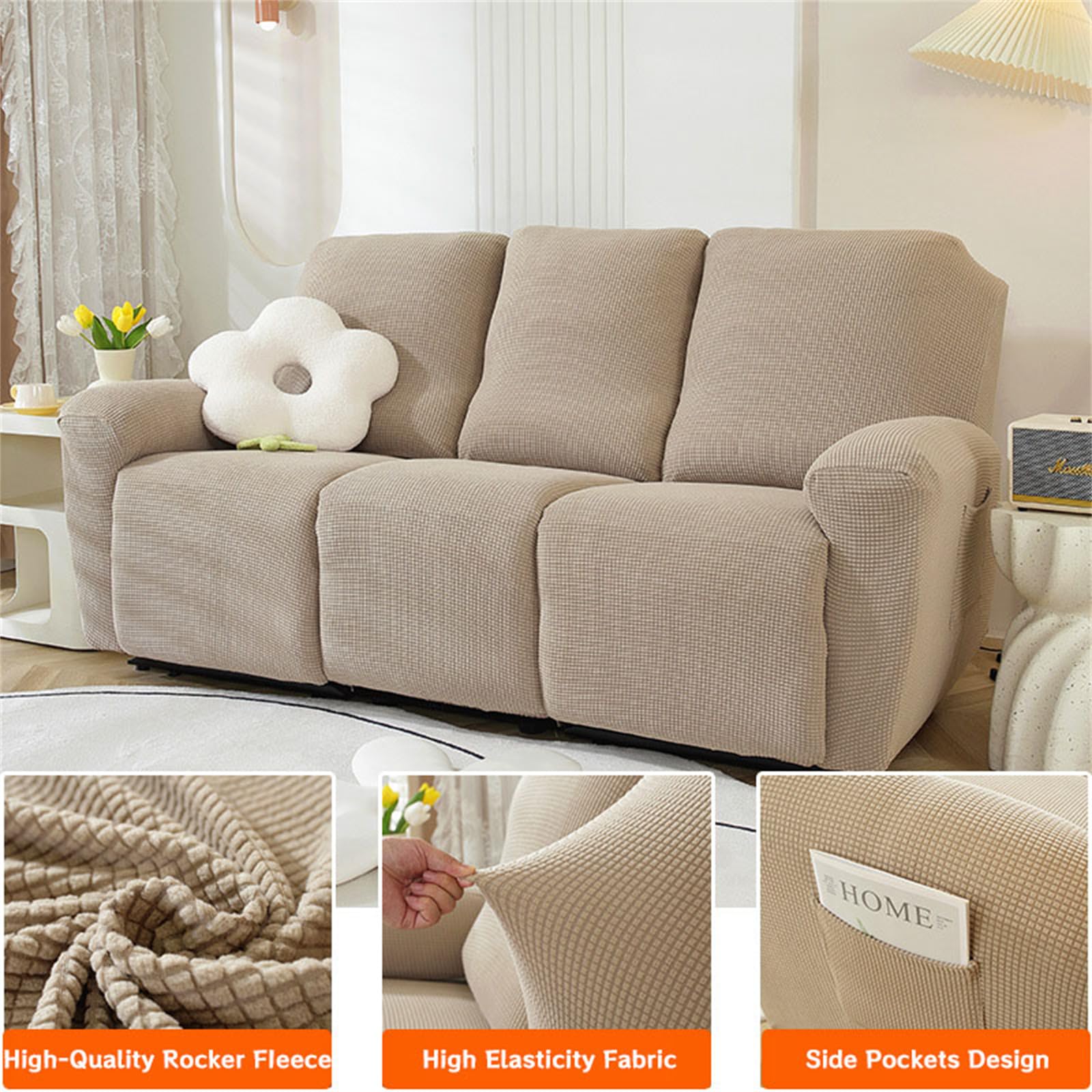Surwin Copripoltrona Relax Reclinabile 1/2/3 Posto, Copripoltrona Elettrica Reclinabile Elasticizzato con Tasche Copri Poltrona Elettrica Reclinabile (2 Posti,Borgogna)