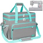 Coque machine à coudre avec plaque de fond rigide amovible,2 Sac de transport universel de la machine à coudre de couche pour la taille la plus standard Singer,Brother,Janome et accessoires de couture,Grey/Green(Bag seulement)