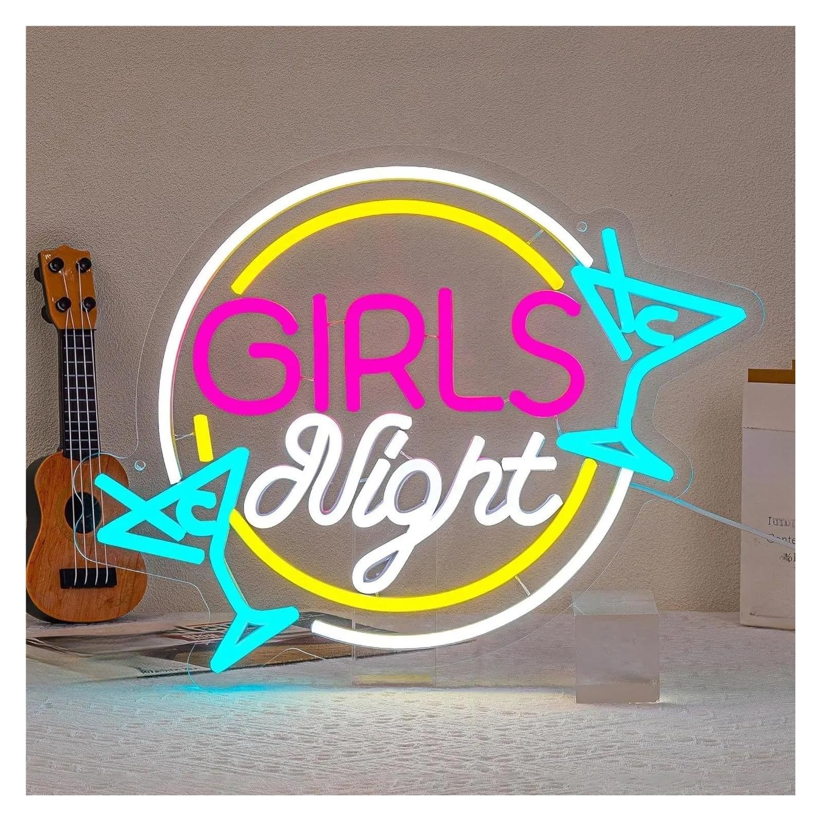 Luz de Diseño de Digital Letrero De Neón De Noche Para Niñas, Luz Para Dormitorio De Niñas, Decoración De Pared Alimentada Por USB Para Bar, Sala De Belleza, Fiesta En Club, 27,5x35cm