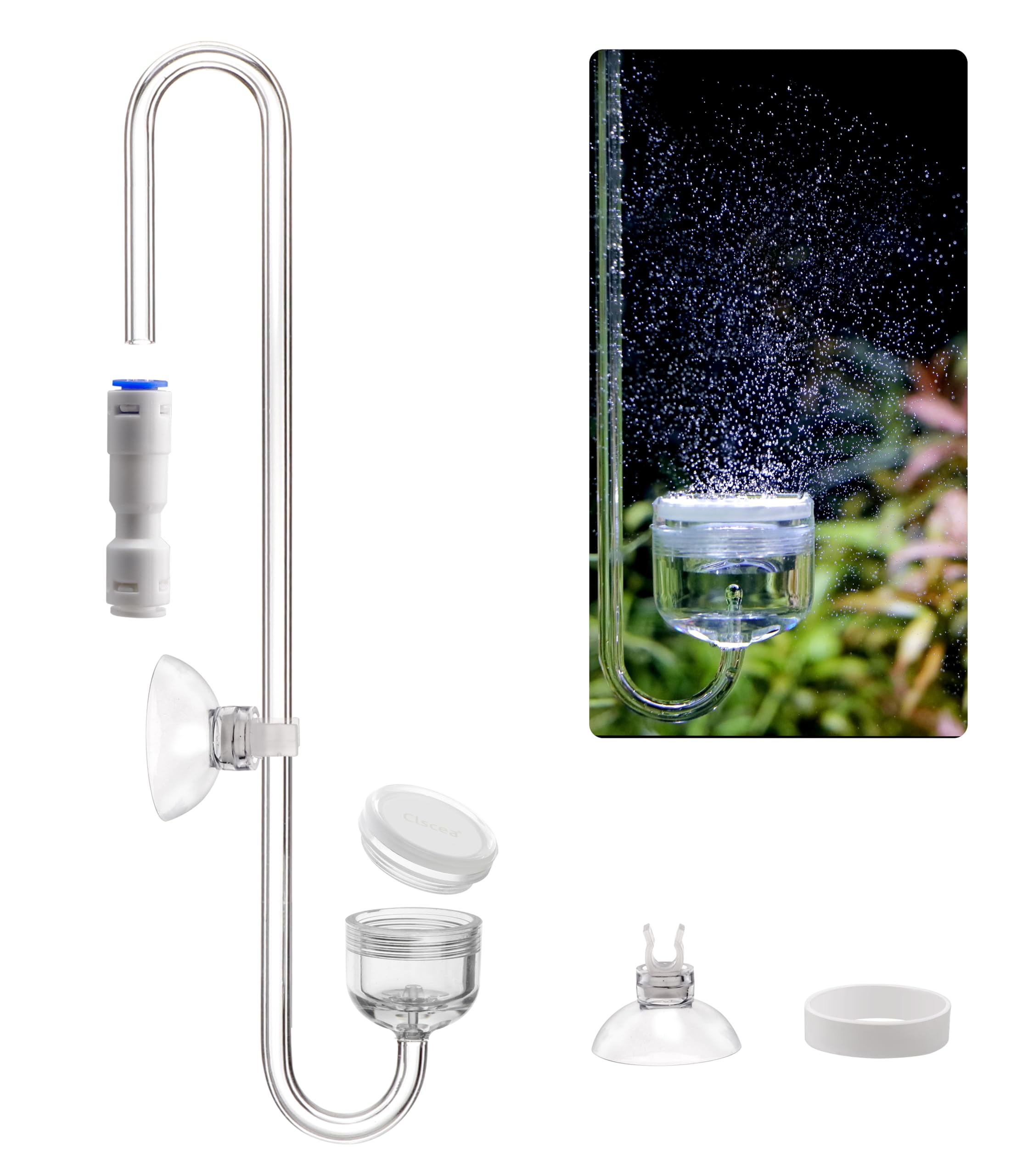 Diffuseur de Co2 anti-ventouse style crochet 25 cm pour un aquarium propre