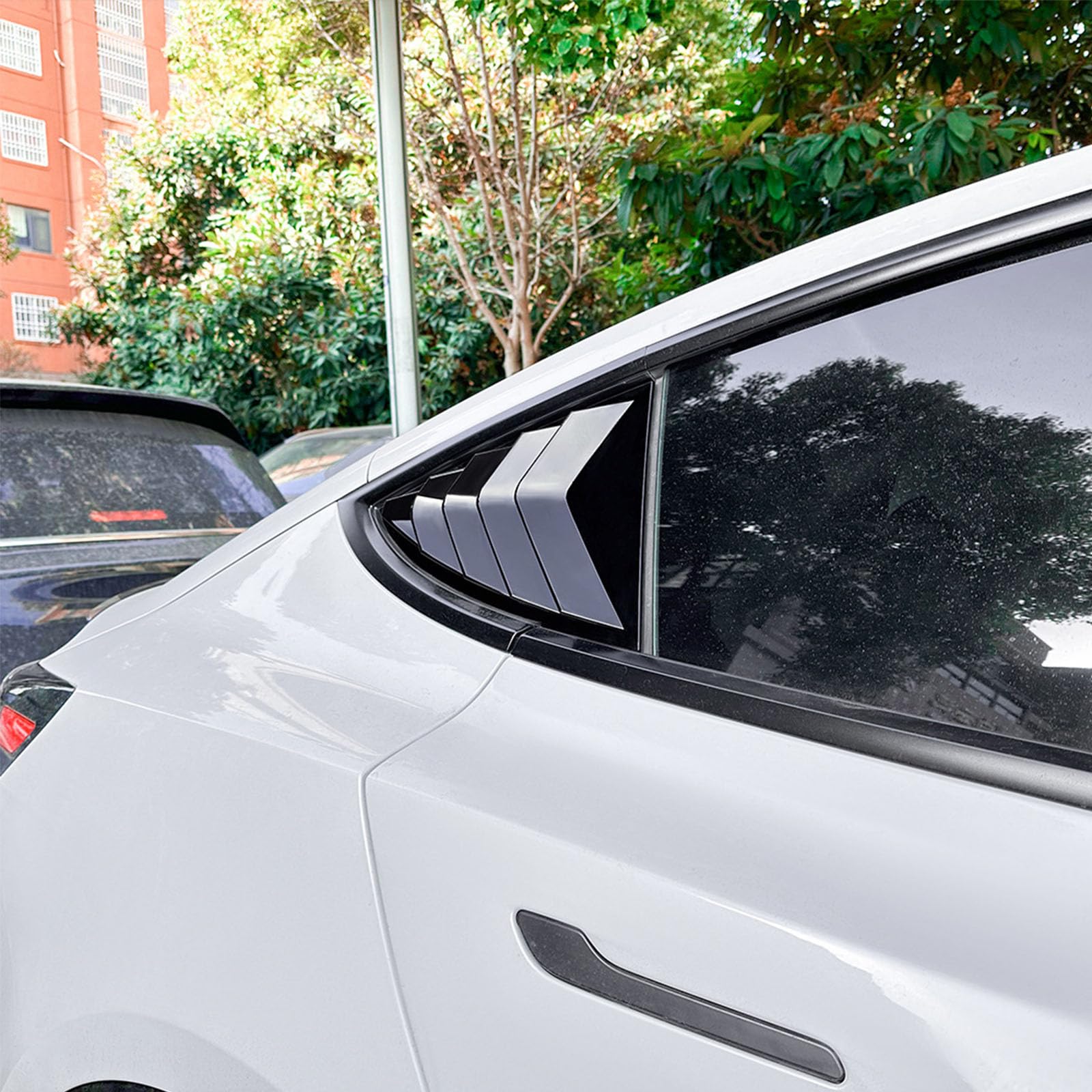 2 sztuki do Tesla Model 3 2017-2024, tylne okiennice do samochodów, żaluzje boczne, osłony, wykończenia, akcesoria zewnętrzne ABS, czarny połysk