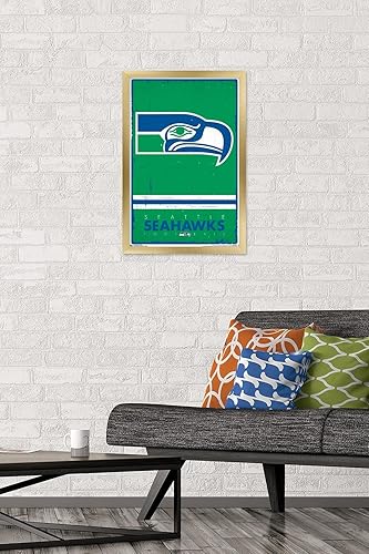 Miniatura 8 de Trends International Póster de pared con logotipo retro de Seattle Seahawks, 22.375 x 34 pulgadas