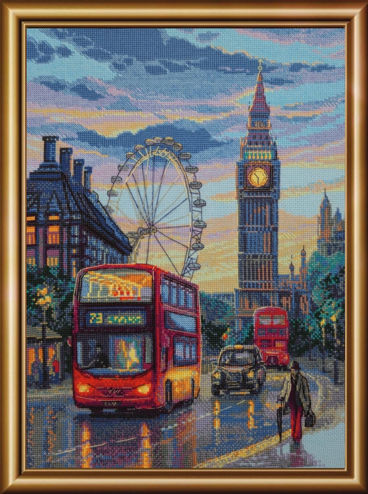 Aine Multicolor - Rainy London A1014, Cross Stitch Kits 15¾"X15¾, Cross Stitch Kits For Beginners & Advanced, Crossstitching Kits Adult, Counted Stitching Kits, Embroidery Kit