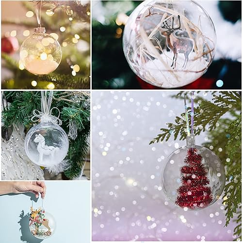 Miniatura 6 de 50 adornos rellenables de plástico transparente, bola de manualidades, bolas de adorno transparentes para manualidades, para Navidad, bomba de baño,