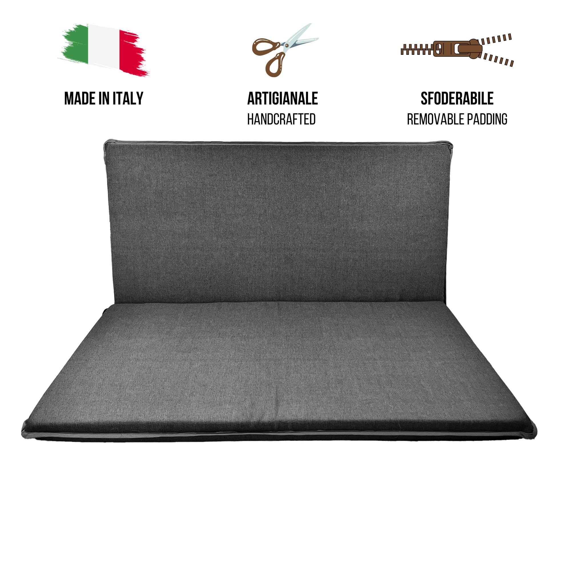 Il Tuo Artigiano Design Cuscino tinta unita per dondolo da giardino 2, 3 e 4 posti spessore 6 cm (3 posti - 135x55 cm, Grigio)
