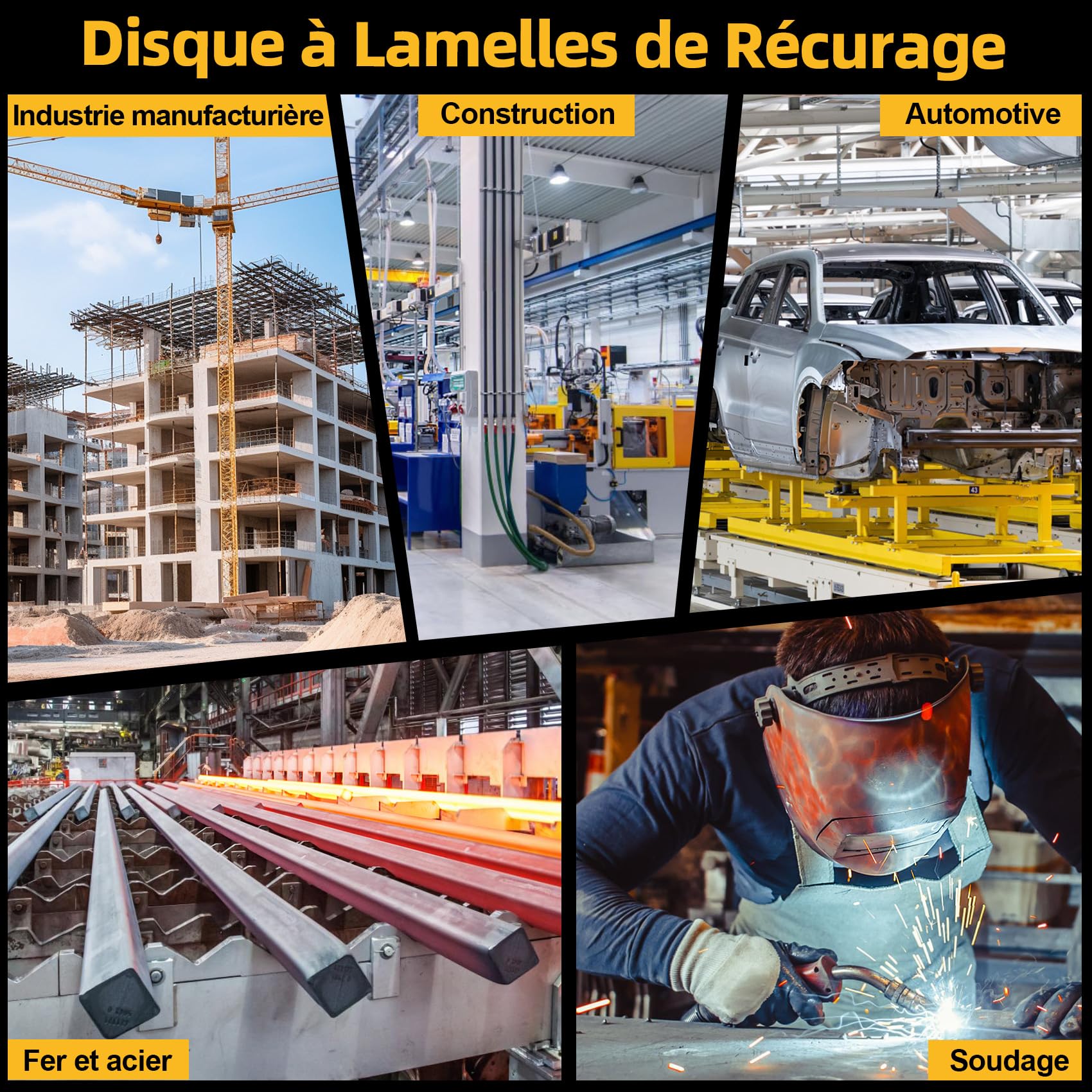 SI FANG 12.5 x 2.2 cm Disque de Ponçage à Lamelles en Fibre de Nylon, Lot de 6 Grit 600 Roue de Polissage pour Meuleuse d'angle, Pour le nettoyage, Pour le nettoyage et le polissage