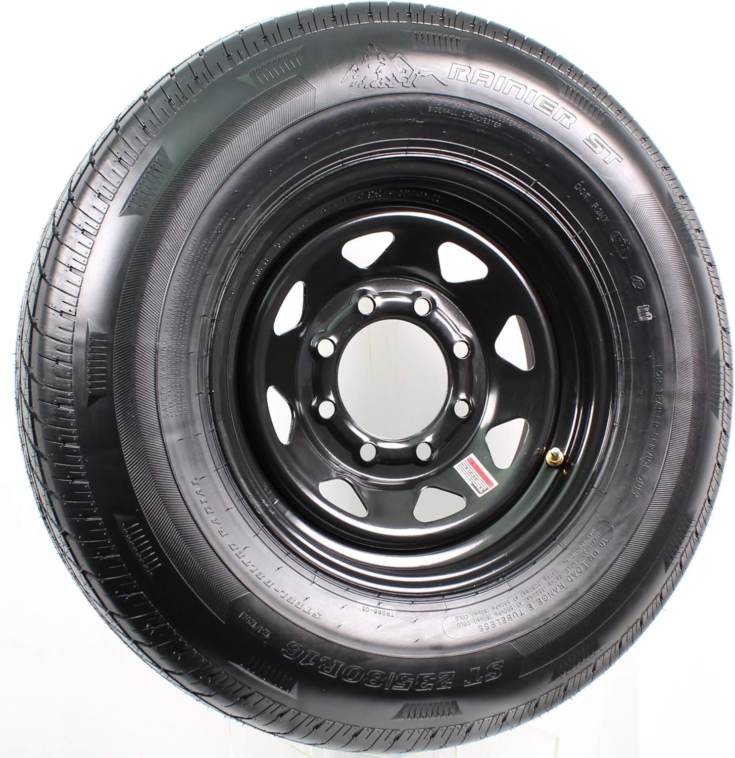 eCustomrim Radial Trailer Tire On Black Rim ST235/80R16 Load E 8 Lug On 6.5 Spoke Wheel - 6 Year Warranty w/Roadside