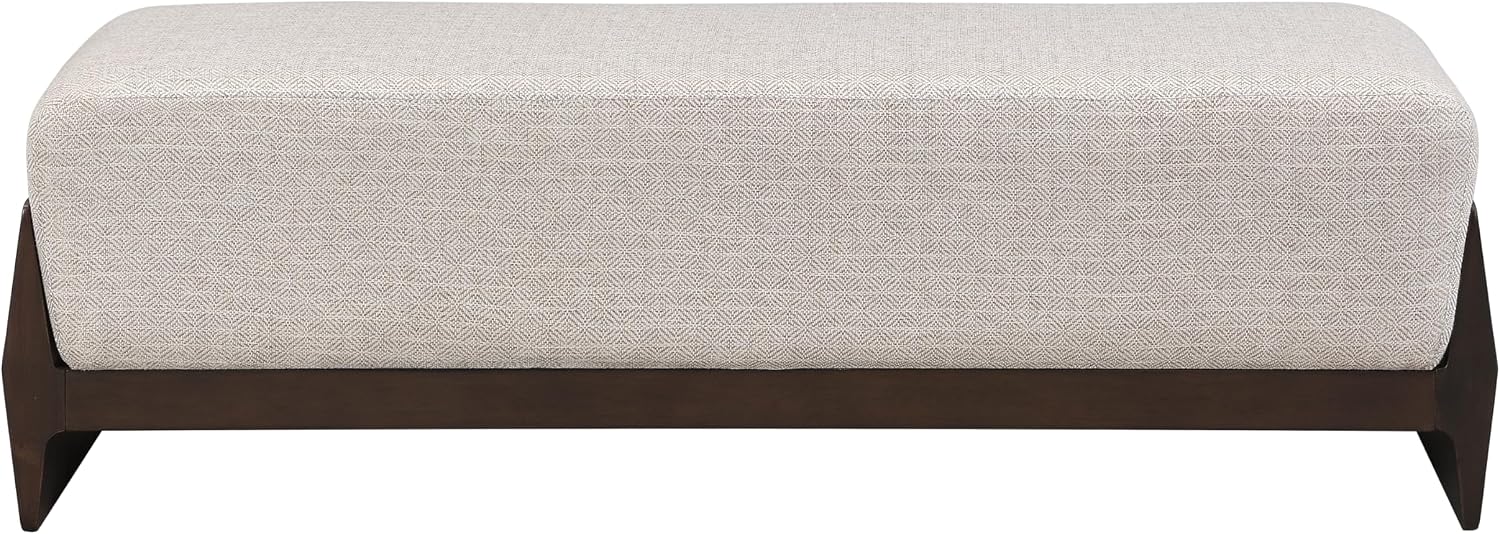 Christopher Knight Home Kingen 55'' Linen Fabric Upholstered End of Bed Ottoman, Wooden Living Room Ottoman Bench with Thick Soft Cushions, Long Entryway Bench, Long Seating for Bedroom, Brown + Beige