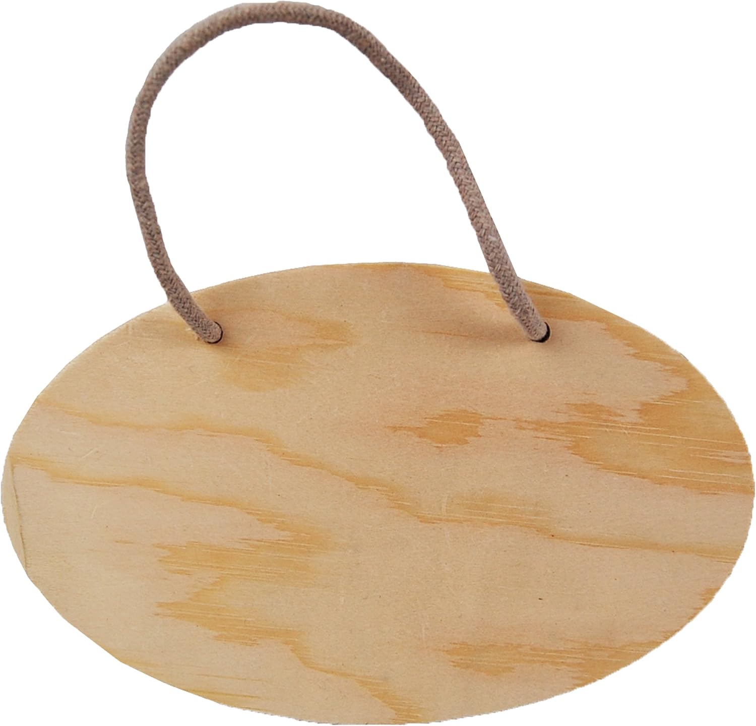 Country Love Crafts Oval Plaque Wooden Craft Blank with String, Light Brown by