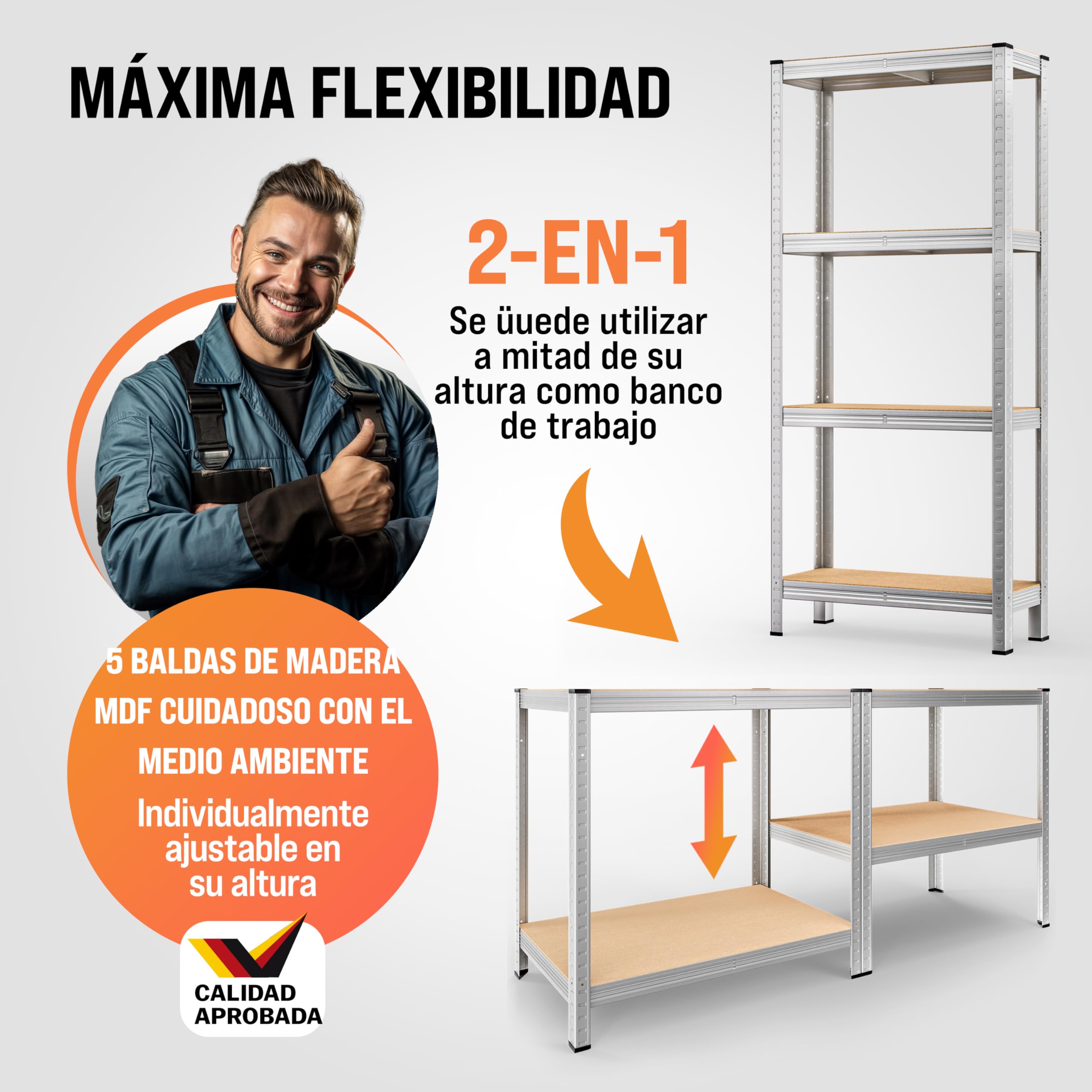 Monzana® Estanterías Almacenaje, Metálicas, 2 Unid., 170x75x30cm, 560kg, 4 Baldas, Cargas Pesadas, Trastero Organizador Taller Despensa