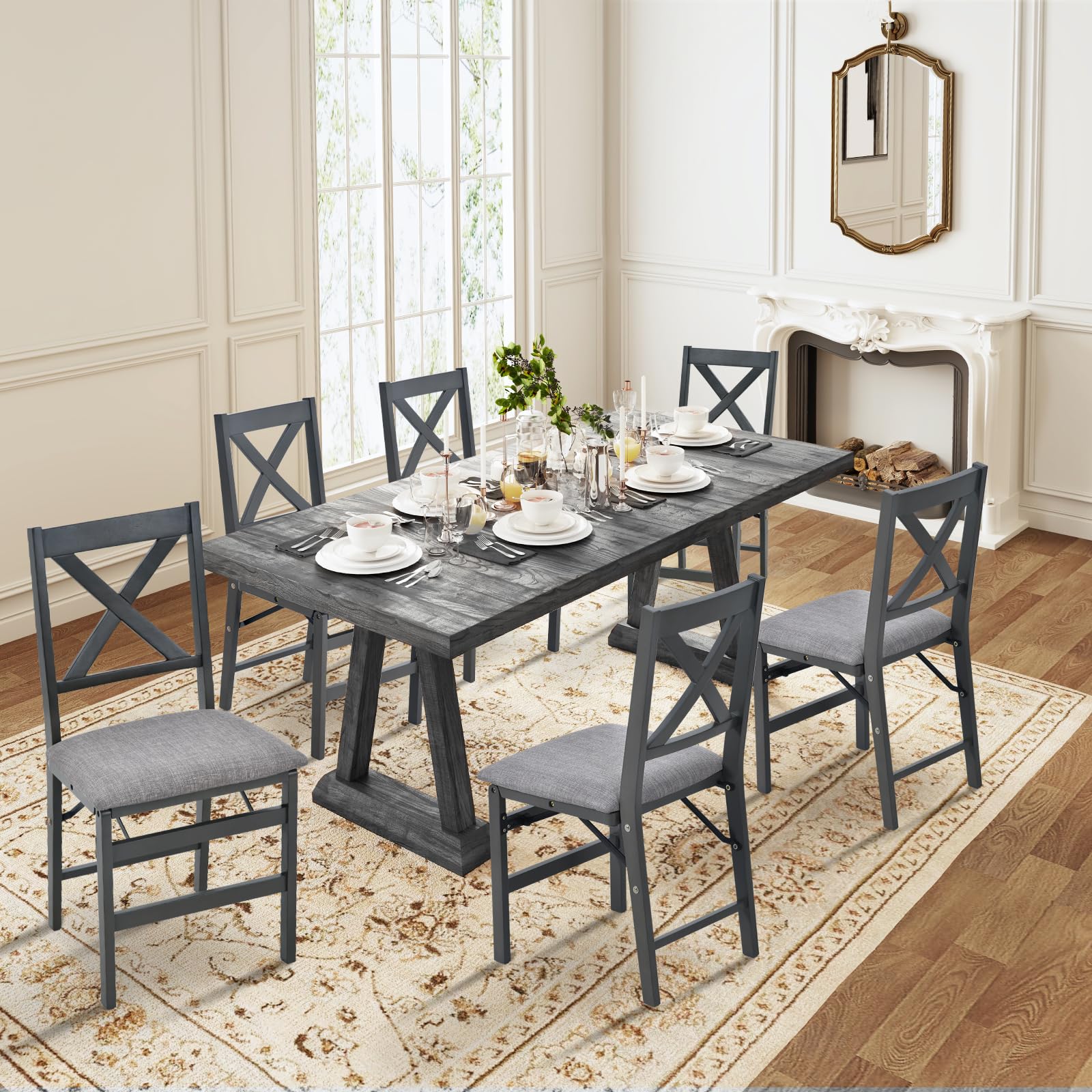 Amazon.com - COLAMY Folding Dining Chairs Set of 6, Foldable Chairs ...
