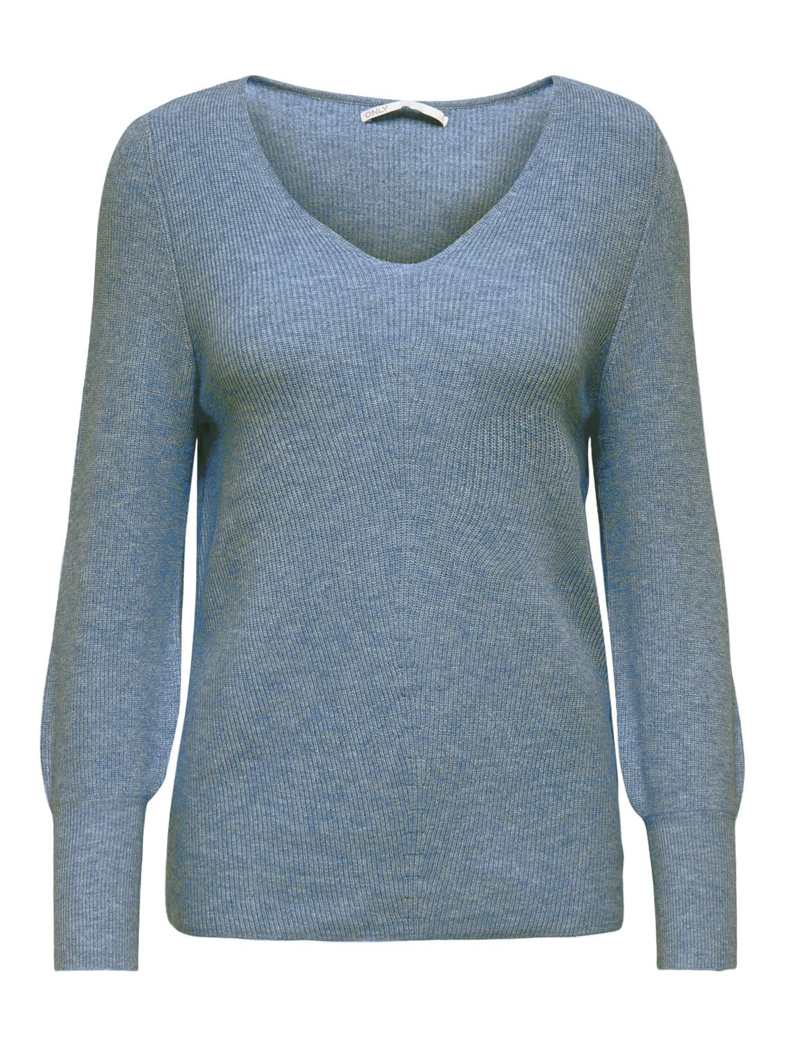 ONLY Damen ONLATIA L/S V-Neck Cuff KNT, China Blue/Melange, L