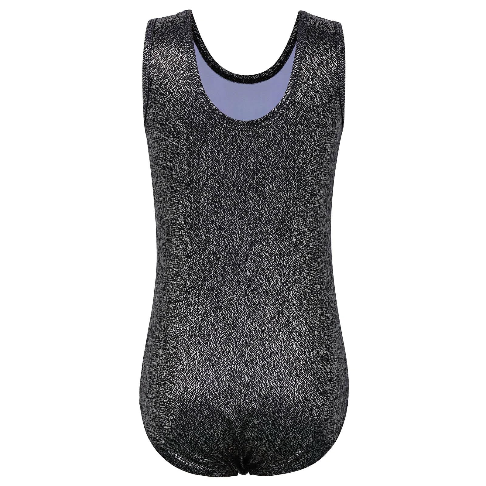 Maillot Gimnasia Ritmica niña Leotardo de Gimnasia sin Mangas for niñas Ropa de Baile de Ballet con Diamantes Brillantes Ropa de práctica de Bailarina Profesional(Black Lines,10A)
