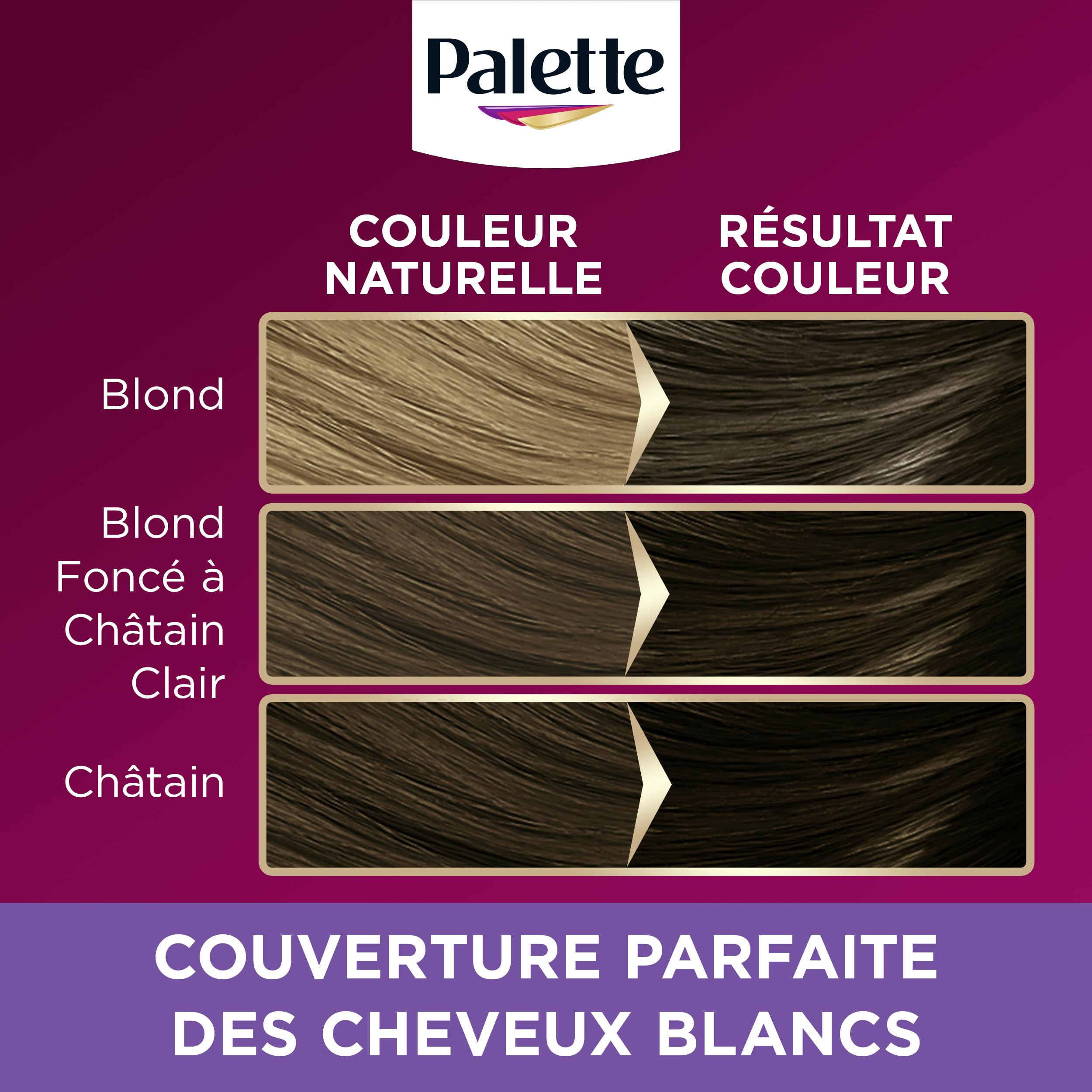 Palette, Palette, coloration permanente creme soin, couverture 100% cheveux blancs, couleur longue duree jusqu’a la prochaine coloration, 4.65 (700) chatain chocolat