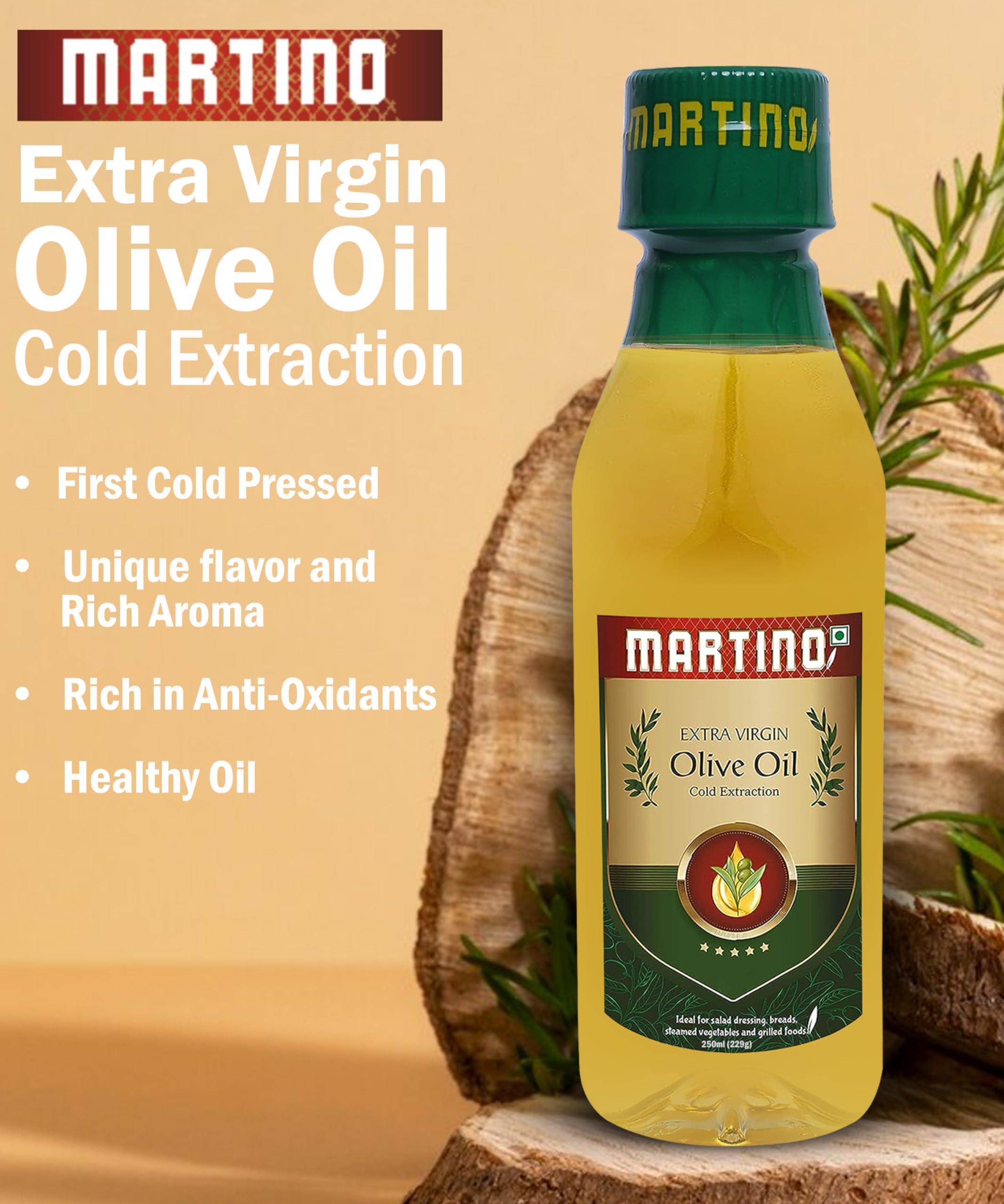 Martino Extra Virgin Olive Oil 250ML First Cold Pressed Cooking oil Natural and First Cold Extraction |Rich in Antioxidants| Ideal For low heat cooking like sauteing & grilling, Salad Dressing. 2