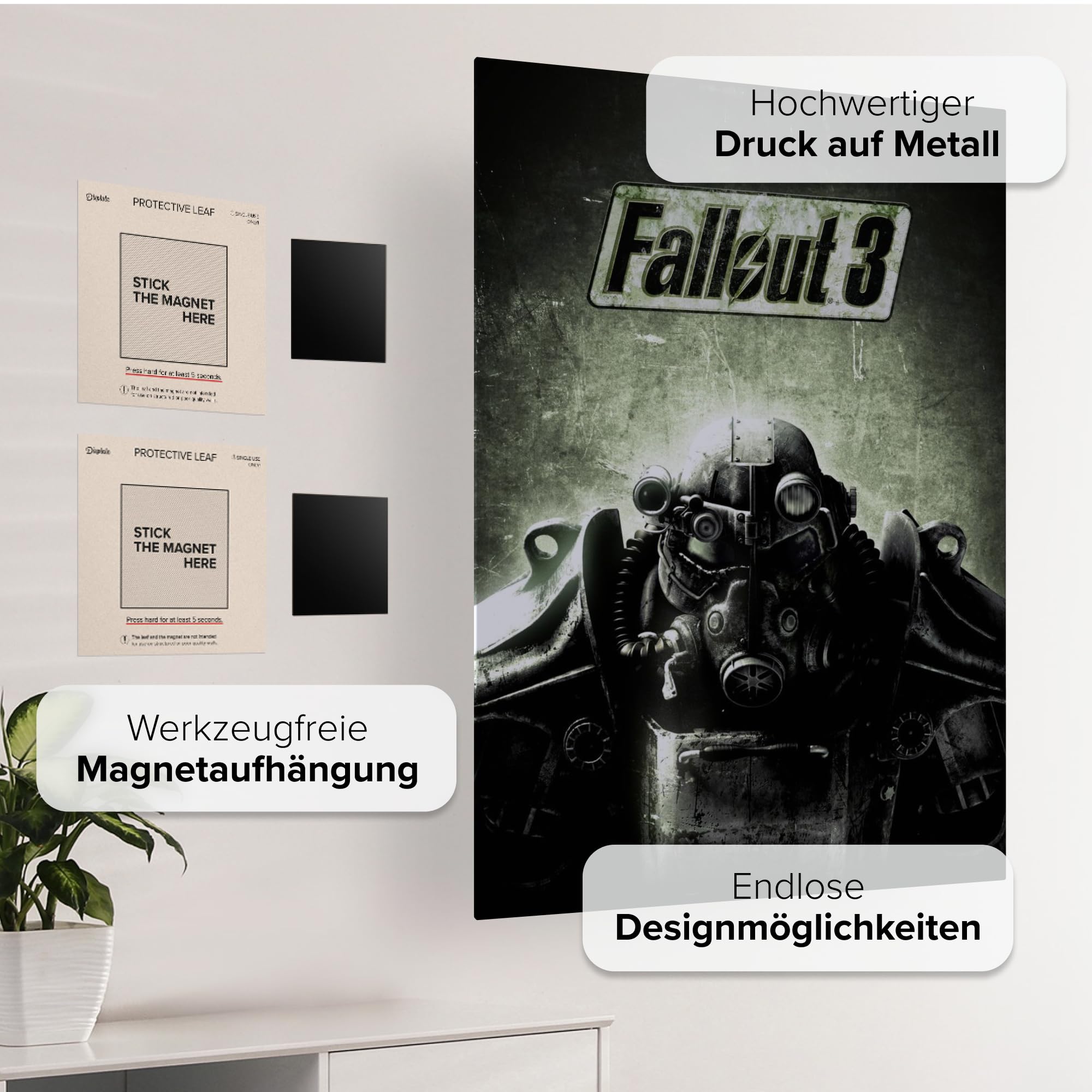 Displate – Poster in metallo – Montaggio magnetico – Fallout – Fallout 3 – Dimensione L – 67,5 x 48 cm