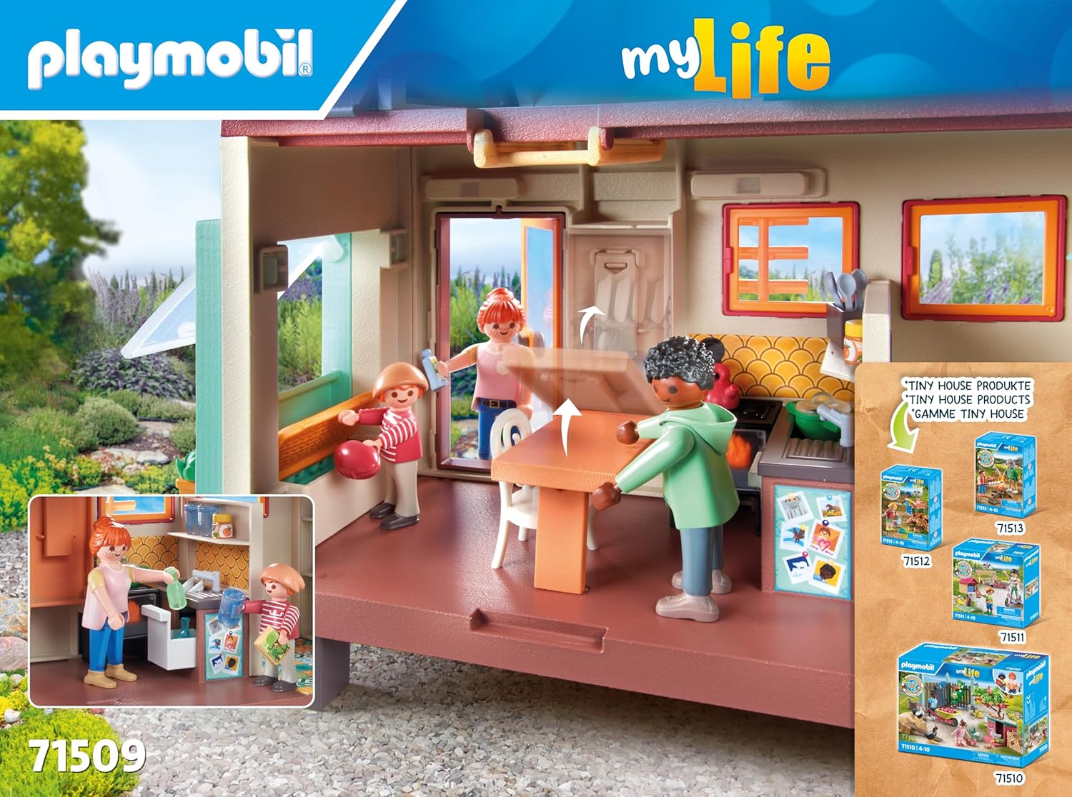 Playmobil Tiny House Pretend Play Toy Playset - 160 Piece Bundle Made with Recycled Material - Includes 3 Mini Figures, Furniture, Kitchen, Attic, Solar Panel Roof & Customizable Decor for Kids