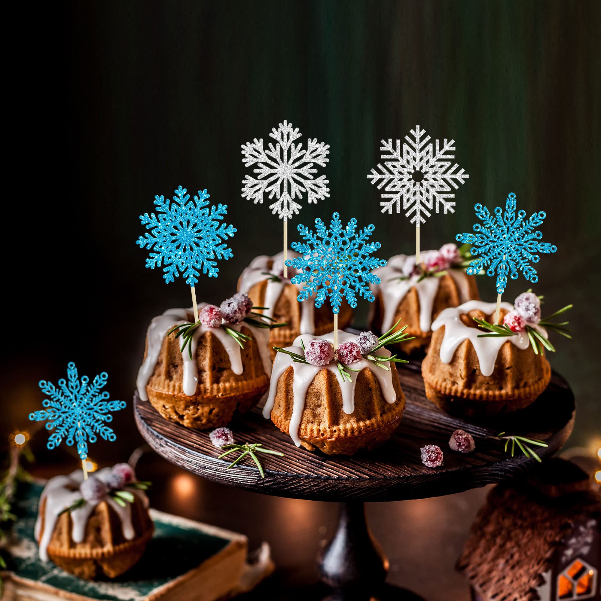 30 Piezas De Adornos De Copos De Nieve Para Cupcakes Con Purpurina De Doble Capa Temática De Invierno Con Copos De Nieve, Decoración Para Baby Shower, Niños, Cumpleaños, Fiesta De Navidad