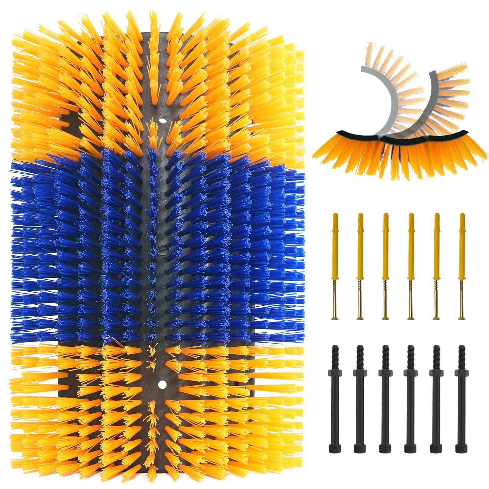 Szczotka do drapania zwierząt Podkładka pod drapak dla koni, szczotki dla koni, szczotka dla koni z 6 śrubami, drapak dla kóz, szczotka dla bydła(Yellow+Blue)