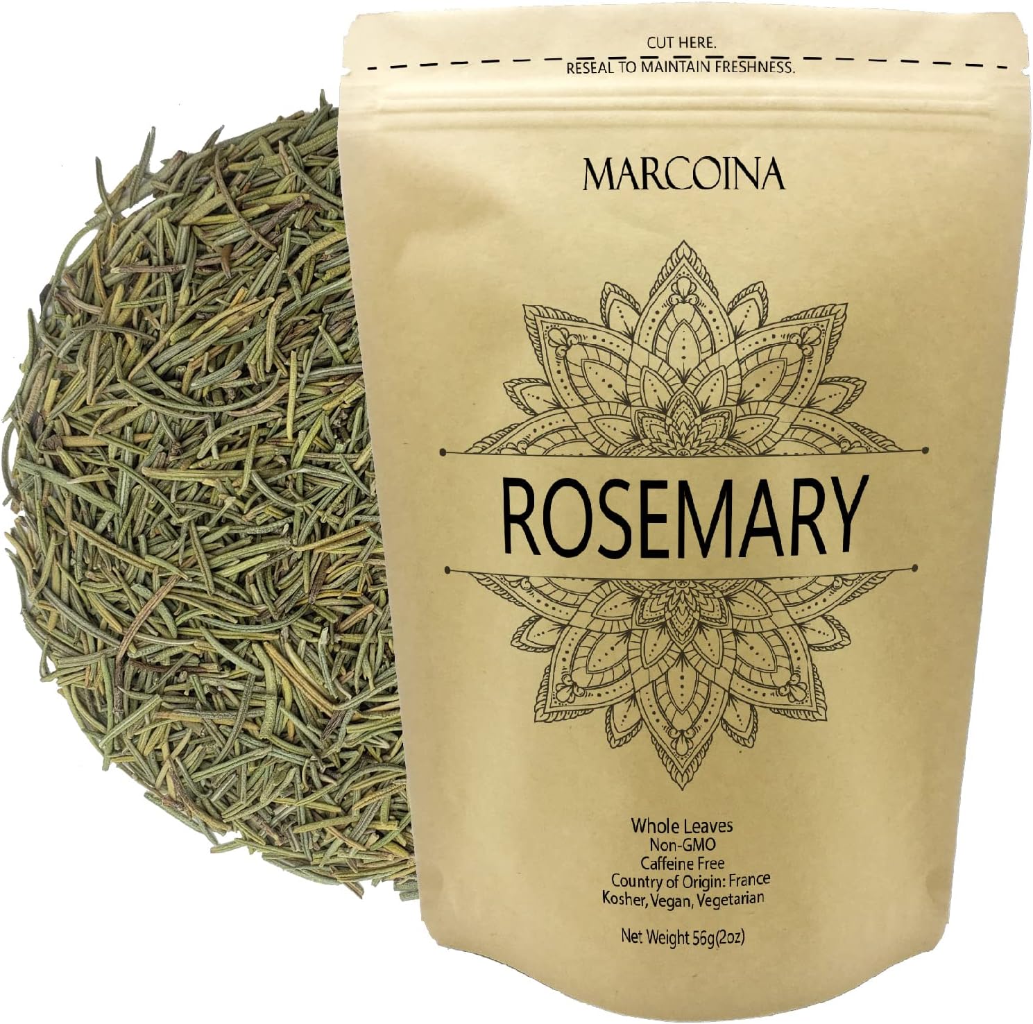 Rosemary Herbal Tea Pure Loose Leaves by Marcoina Whole leaves, 56g