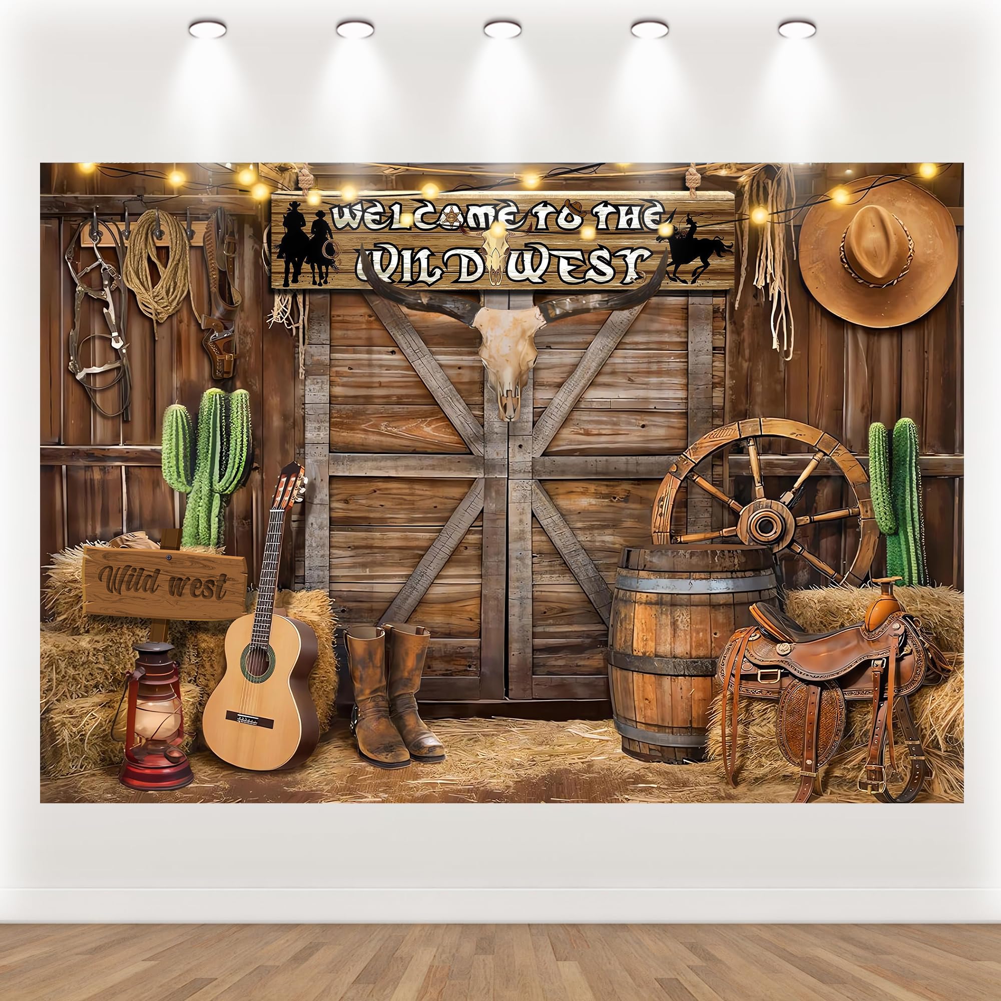 Western Backdrop Cowboy Party Decorations - 7 X 5 Ft Wild West Rodeo Barn Backdrops for Photoshoot Western Theme Party Decoration