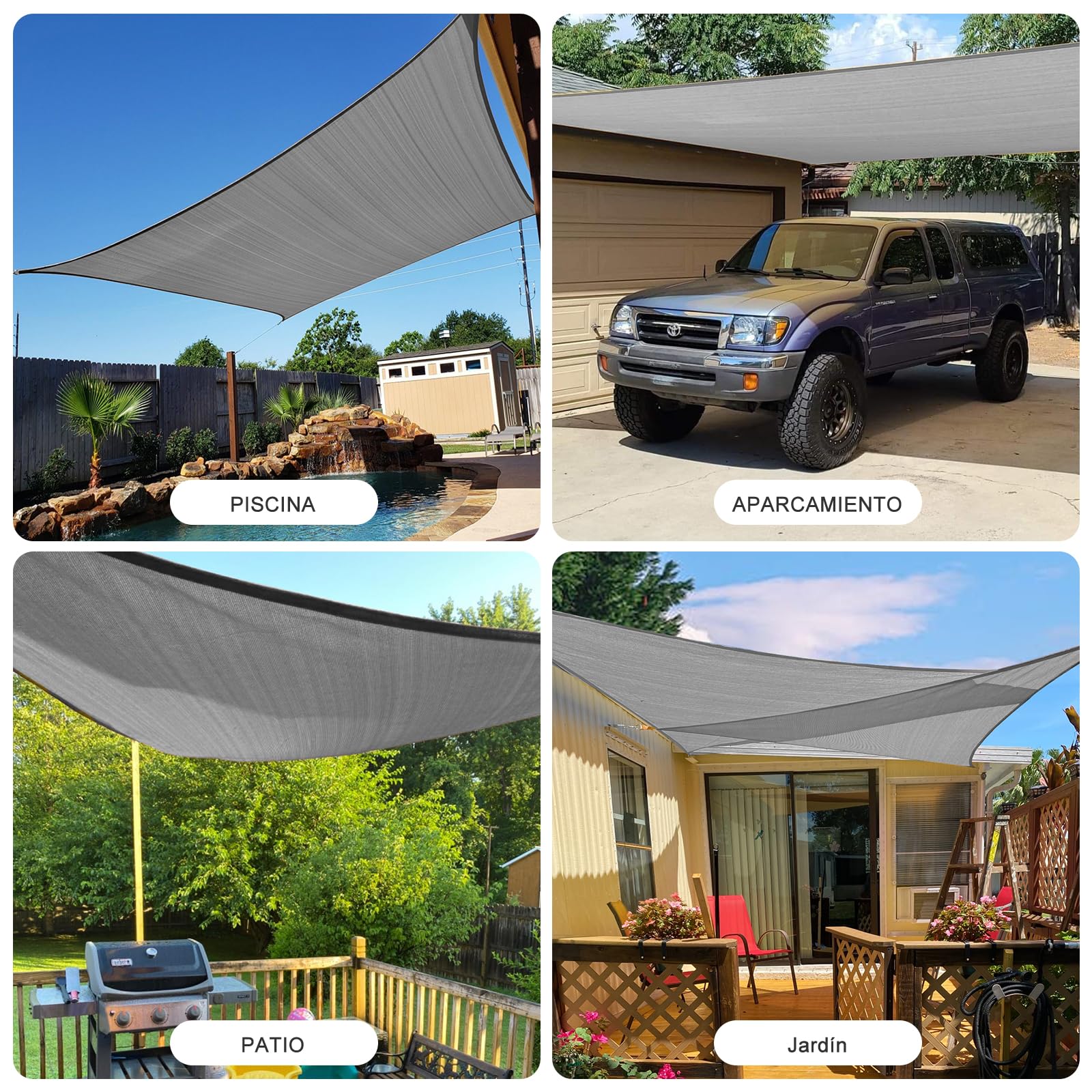 HENG FENG Toldo Vela de Sombra HDPE Rectangular 2x3m Protección Rayos UV Resistente Transpirable para Terraza Patio Exterior Jardín Color Antracita