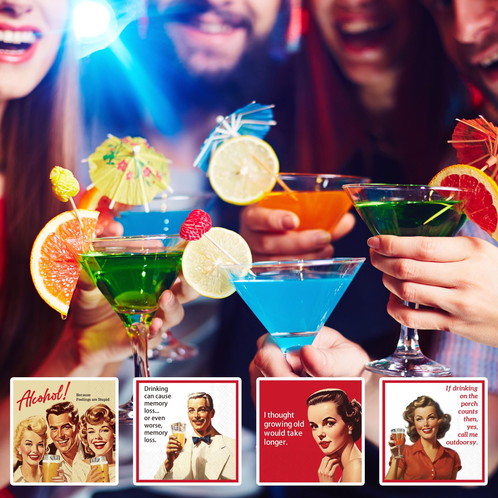 Watersay 100 servilletas de cóctel divertidas para exteriores, divertidas servilletas de cóctel Call Me, servilletas de bar, servilletas de cóctel retro, servilletas decorativas para adultos, regalos
