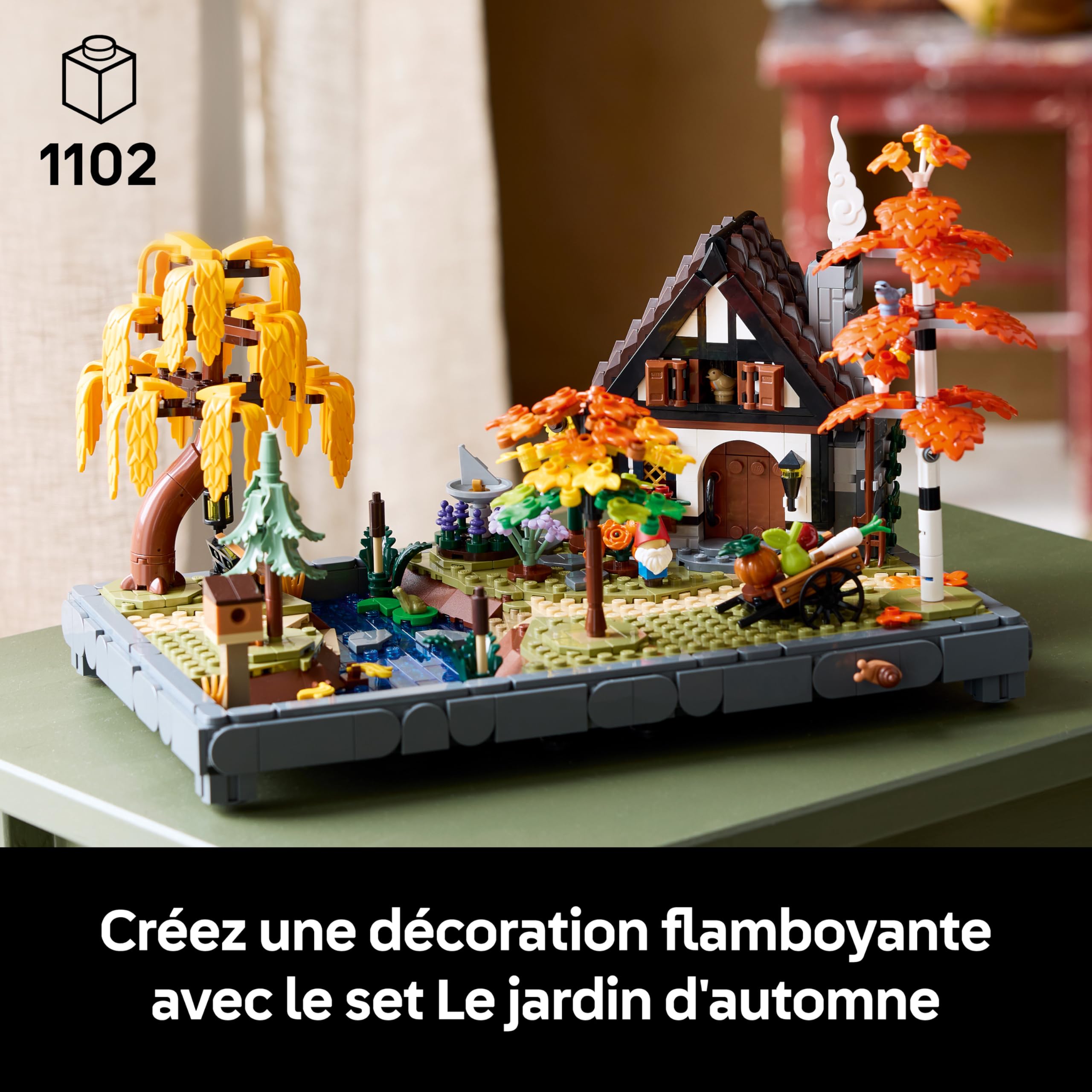 LEGO Icons Le Jardin d’Automne - Maquette Miniature pour Adulte - Set de Construction avec Maison, 4 Arbres, Figurines d'animaux & Fleurs - Décoration Intérieure DIY - Idée de Cadeau 11372