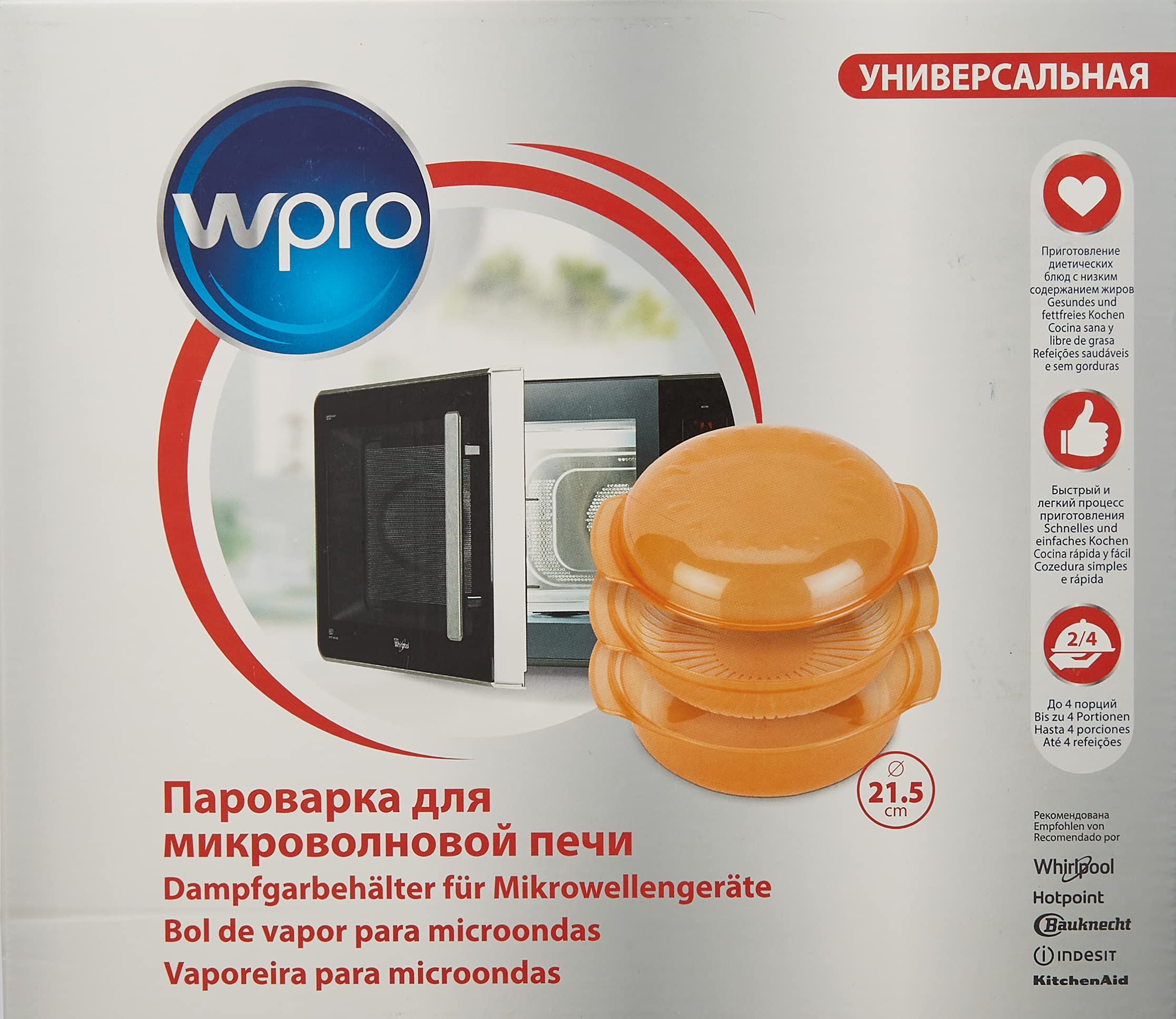 Wpro parowar do kuchenki mikrofalowej, okrągły, pomarańczowy