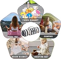 Vista 7 de Mantas de picnic para exteriores extra grandes - Manta de picnic impermeable con correa de transporte Alfombra de picnic lavable a máquina