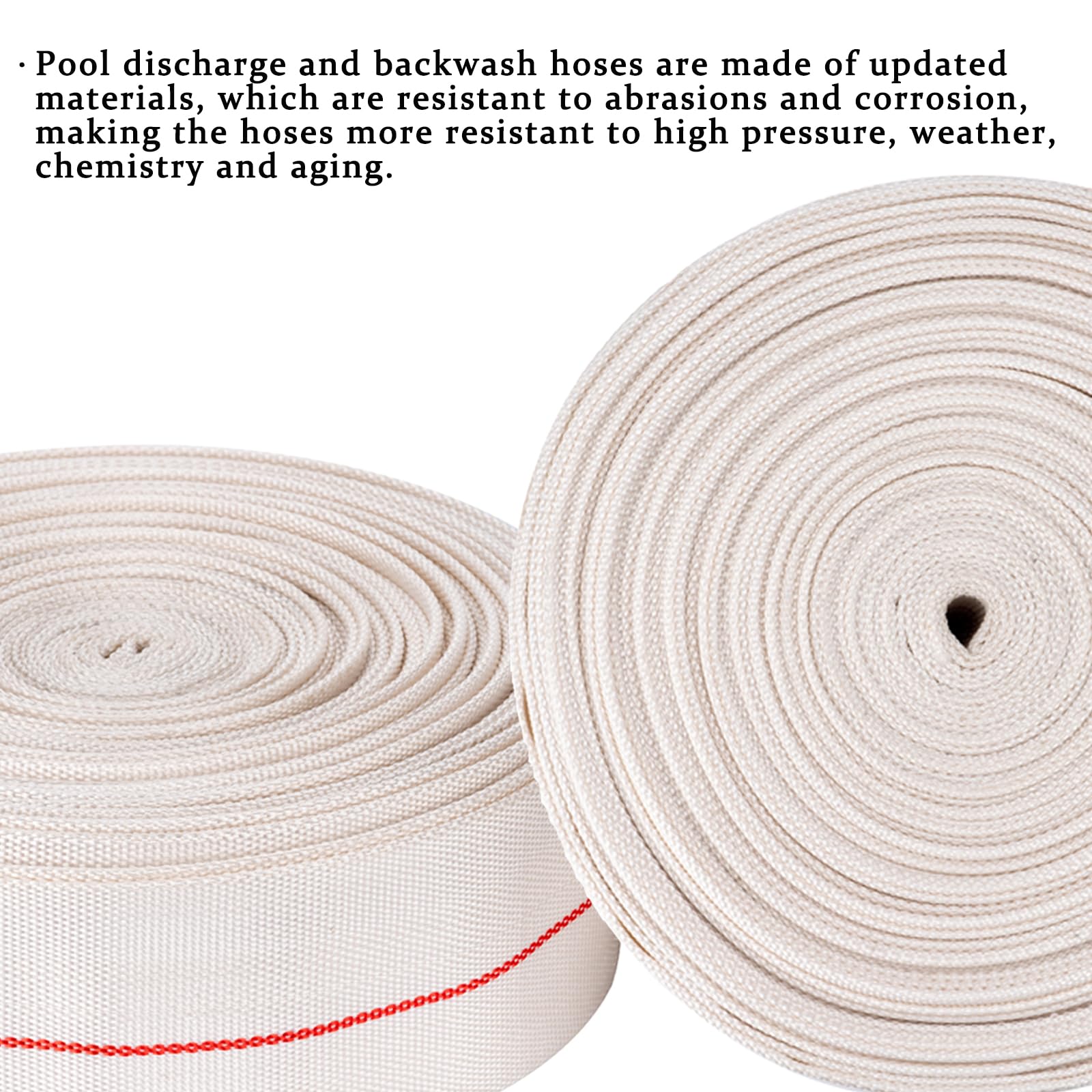 Eastrans 1.5IN x 100FT Pool Backwash Hose,Heavy Duty Flat Discharge Hose,Drain Hoses for Swimming Pool,Pool Filter Hose with 2 Clamps,Weather and Burst Resistant