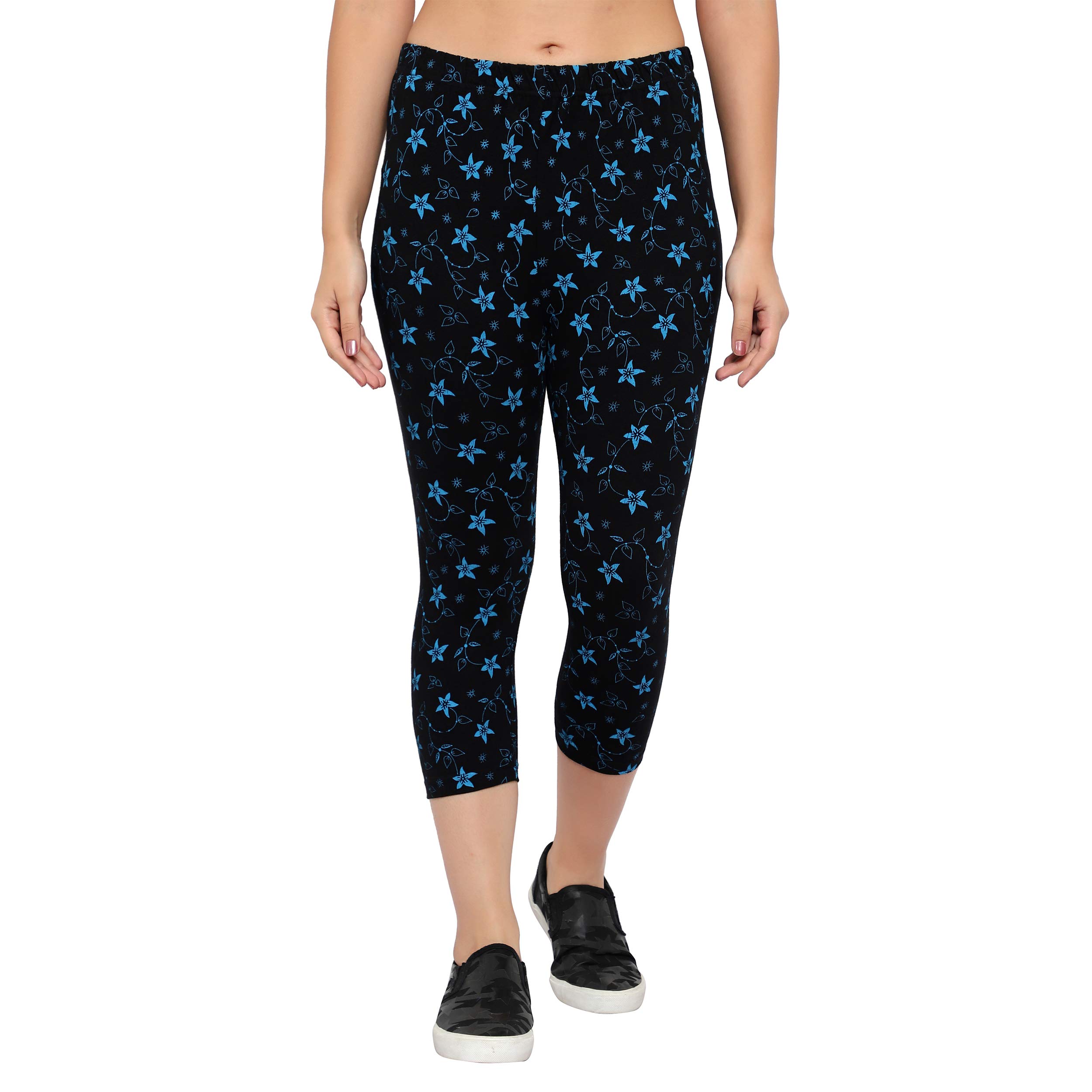 FASHA Cotton Lycra Printed Capris for Women | Printed Capri for Girls/Women | Latest Printed Half Pants / 3/4th Pants for Women/Girls Combo Pack of 1
