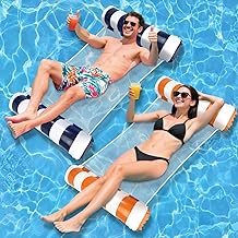 Kasanni WasserhäNgematte mit Netz 2 StüCk Luftmatratze mit Netz 4 In 1 Wasser HäNgematte WasserhäNgematte Erwachsene Luftmatratze Netz Wasserliege PoolhäNgematten Netzluftmatratze Pool