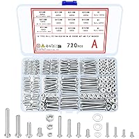 Vista 1 de Kit de surtido de 720 piezas de tuercas y pernos, juego de tornillos y tuercas de acero al carbono M3 M4 M5 y arandelas, juego de tornillos