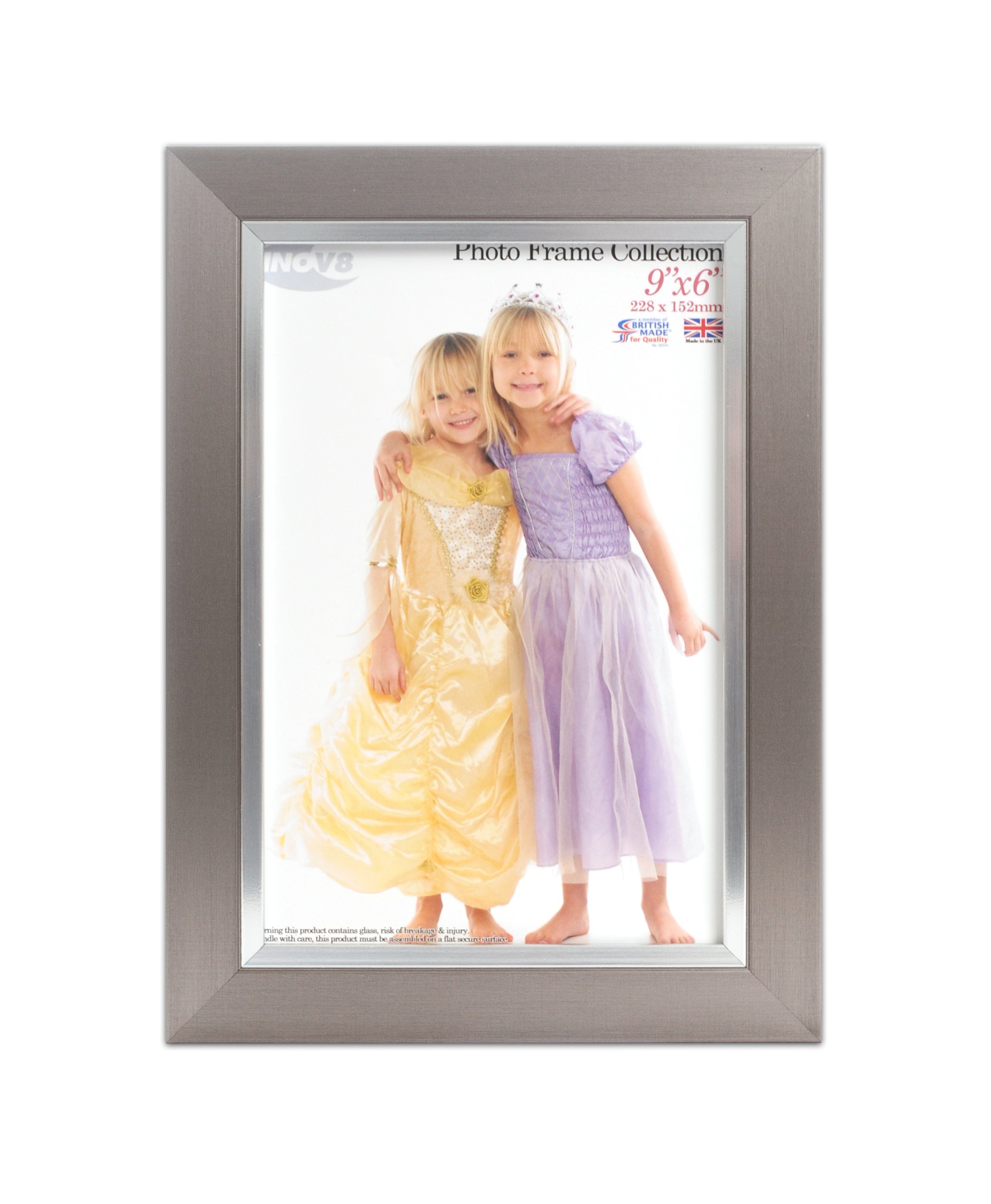 Inov8 Pewter Silver Inset British Made Traditional Picture/Photo Frame, 9X6-Inch,