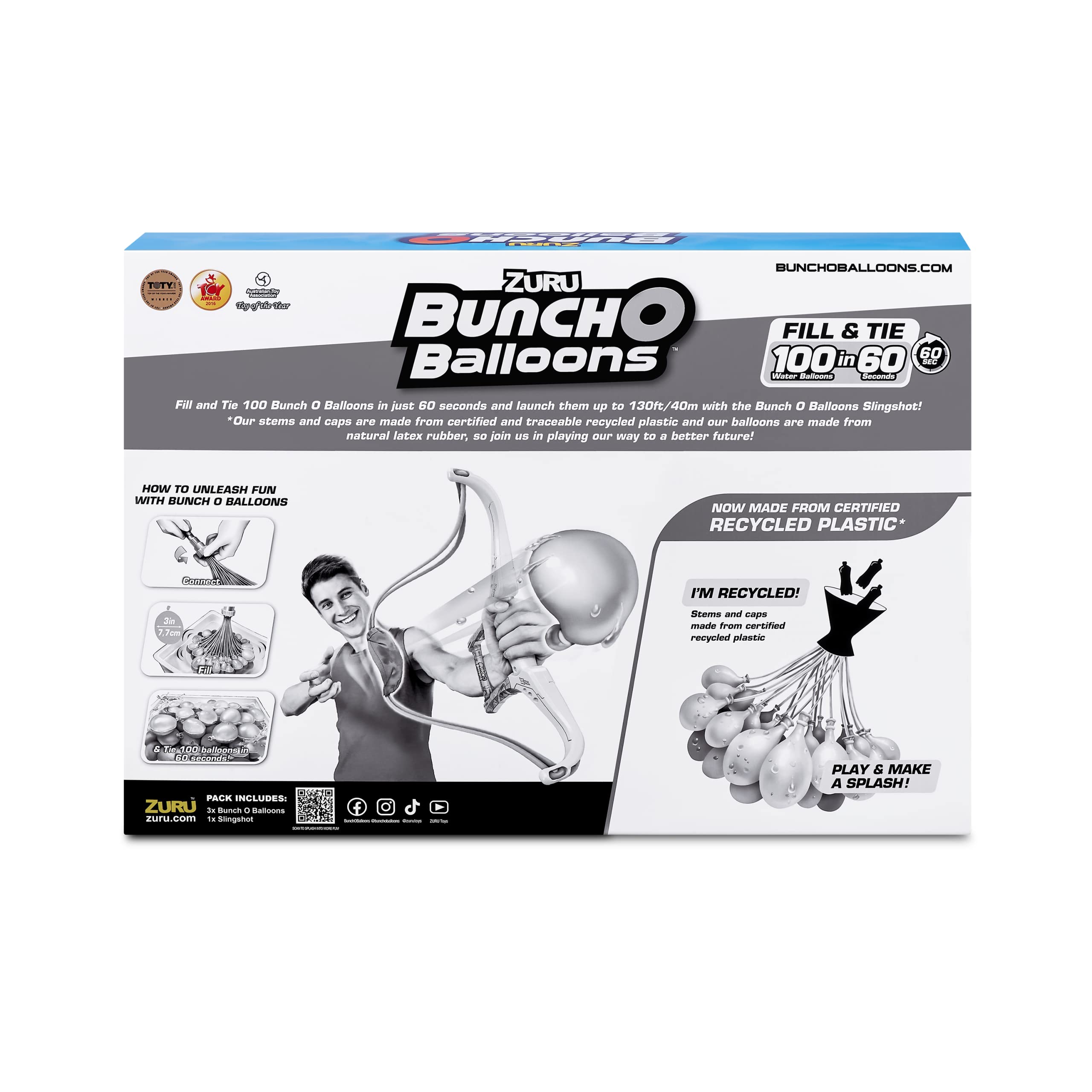 ZURU - BUNCH O BALLOONS - Tropical Party Arc Slingshot - 100 bombe ad acqua - Gioco all'aperto - Gioco d'acqua - 56494