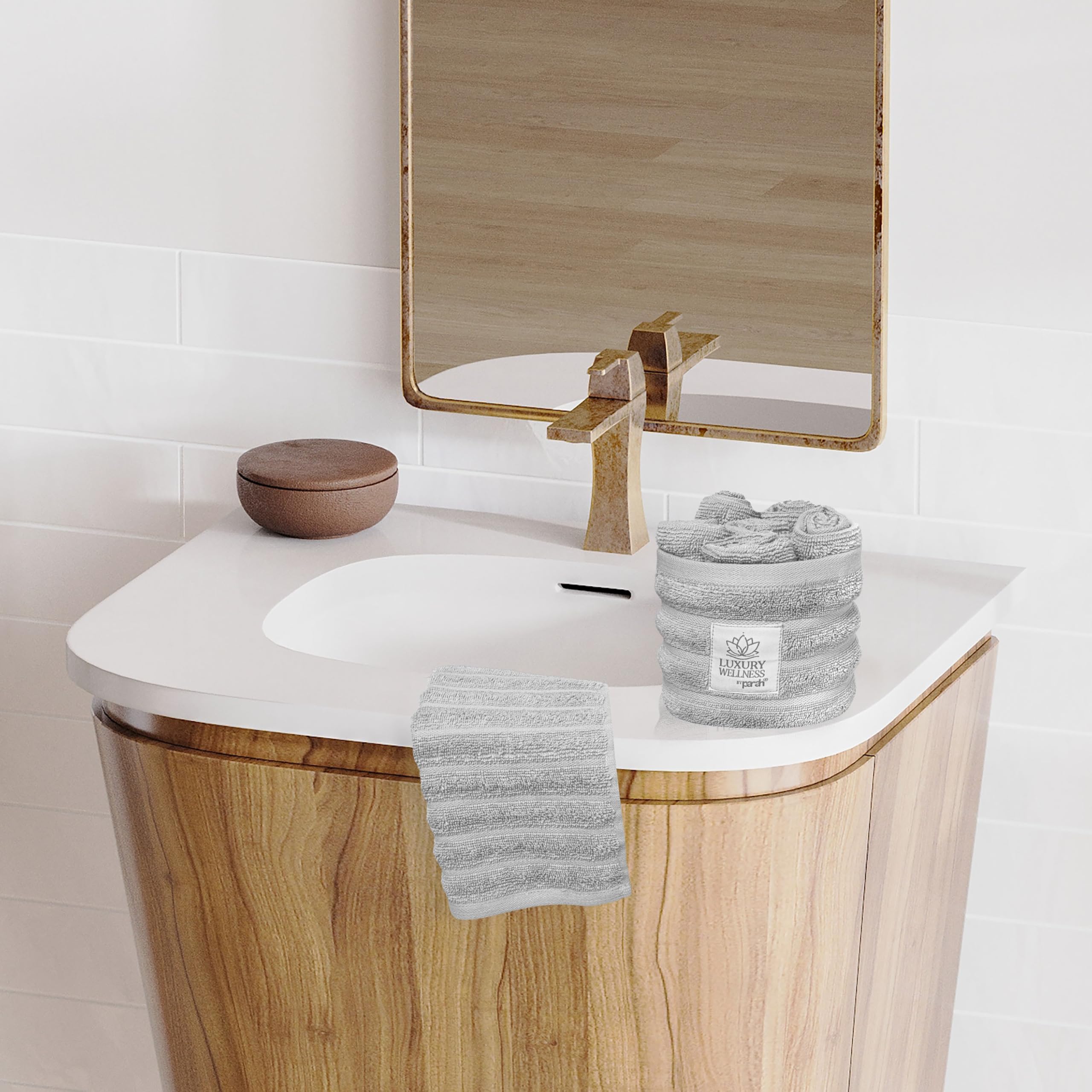 PARAH | Set 36 Lavette 30x30 cm –100% Cotone di Alta Qualità – Alta Qualità, Morbide e Assorbenti – Con Contenitore – Collezione Luxury Wellness