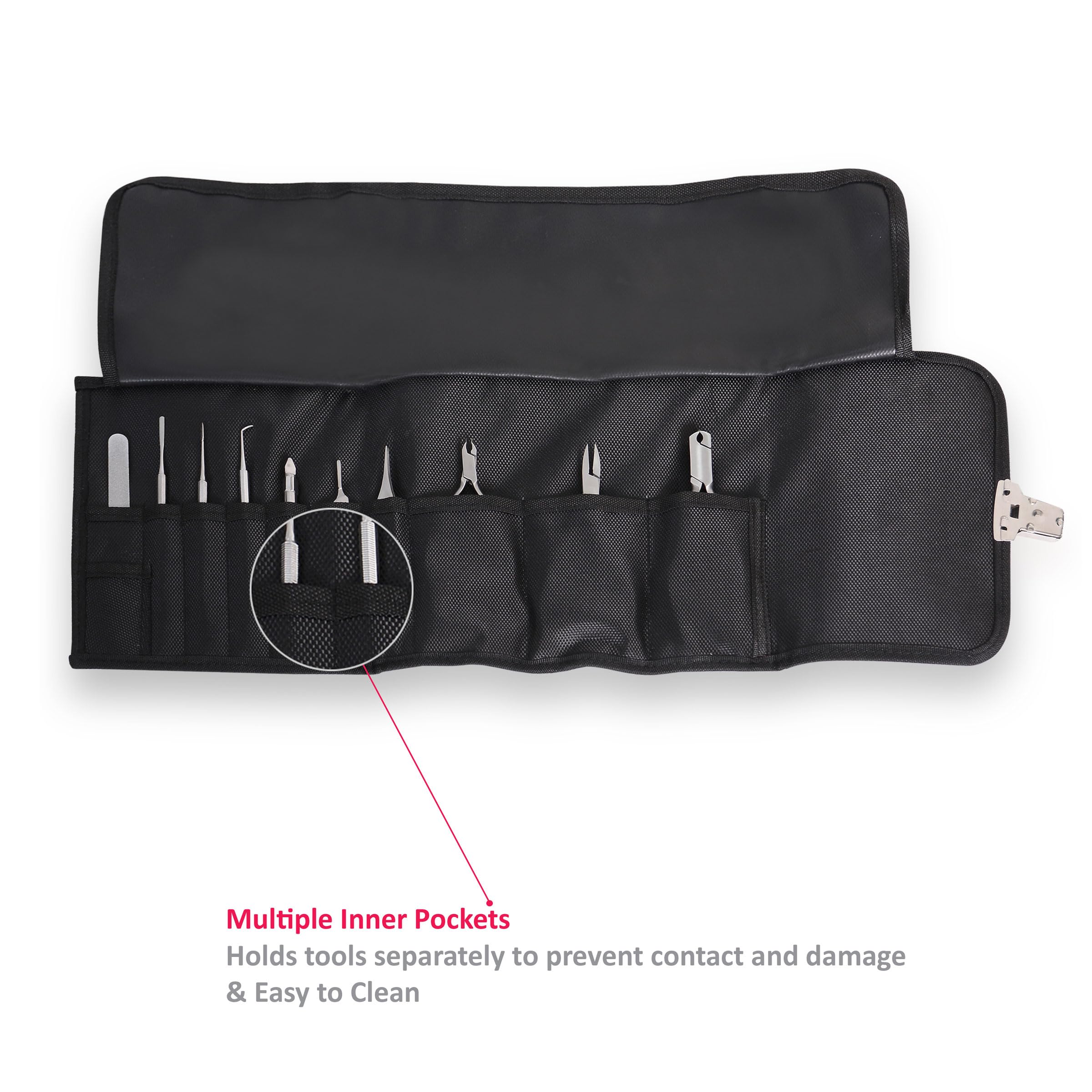 Estuche para cuidado de los pies, bolsa vacía para manicura, pedicura, instrumentos cosméticos, Negro , 13 cm x 19 cm, Tradicional