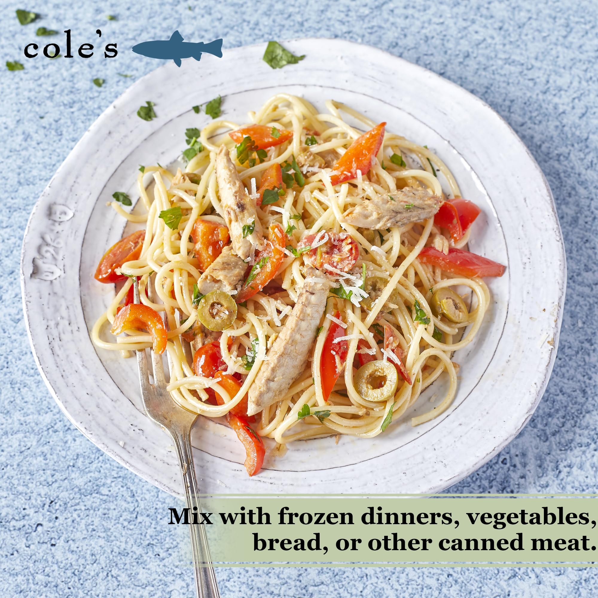 Cole's Pack of 5 Wild Mackerel in Olive Oil - Canned & Jarred Seafood, Skinless, Boneless, Small Atlantic Mackerel Fish, Preservative & Gluten Free
