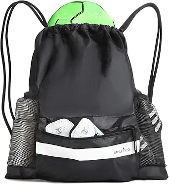 Athletico Drawstring Soccer Bag with multiple pockets