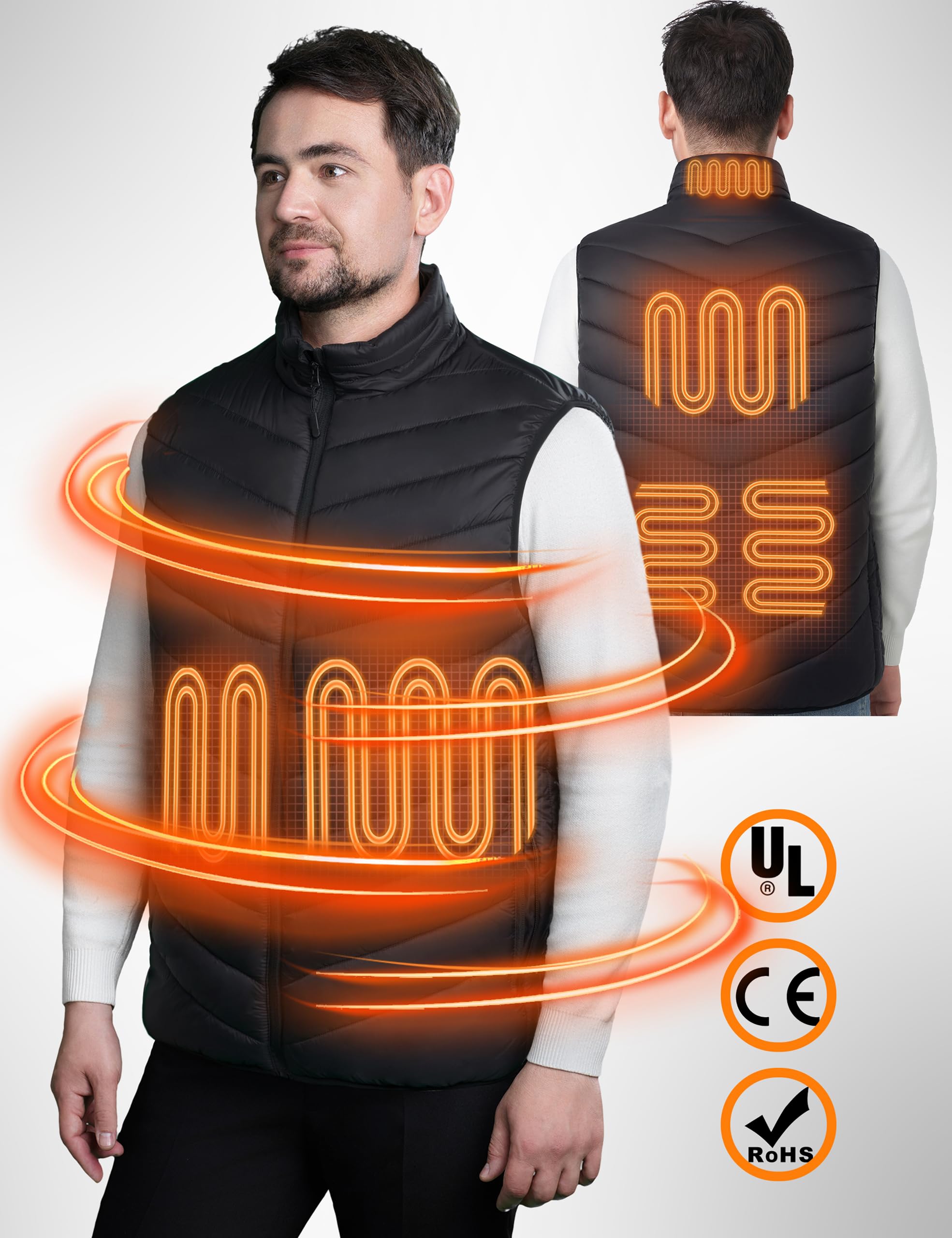 SOLJIKYE Gilet Riscaldato Uomo Donna, Giubbotto Riscaldato Morbido e Caldo, Giacca Riscaldata con 3 Temperature (Batteria Escluso). Giubbino Riscaldato per Escursionismo Ciclismo Caccia