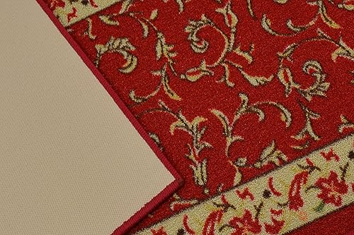 Miniatura 3 de Alfombra de pasillo de tamaño personalizado, color rojo, Verónica, diseño floral (36 pulgadas de ancho x elige tu longitud por pies), tapete