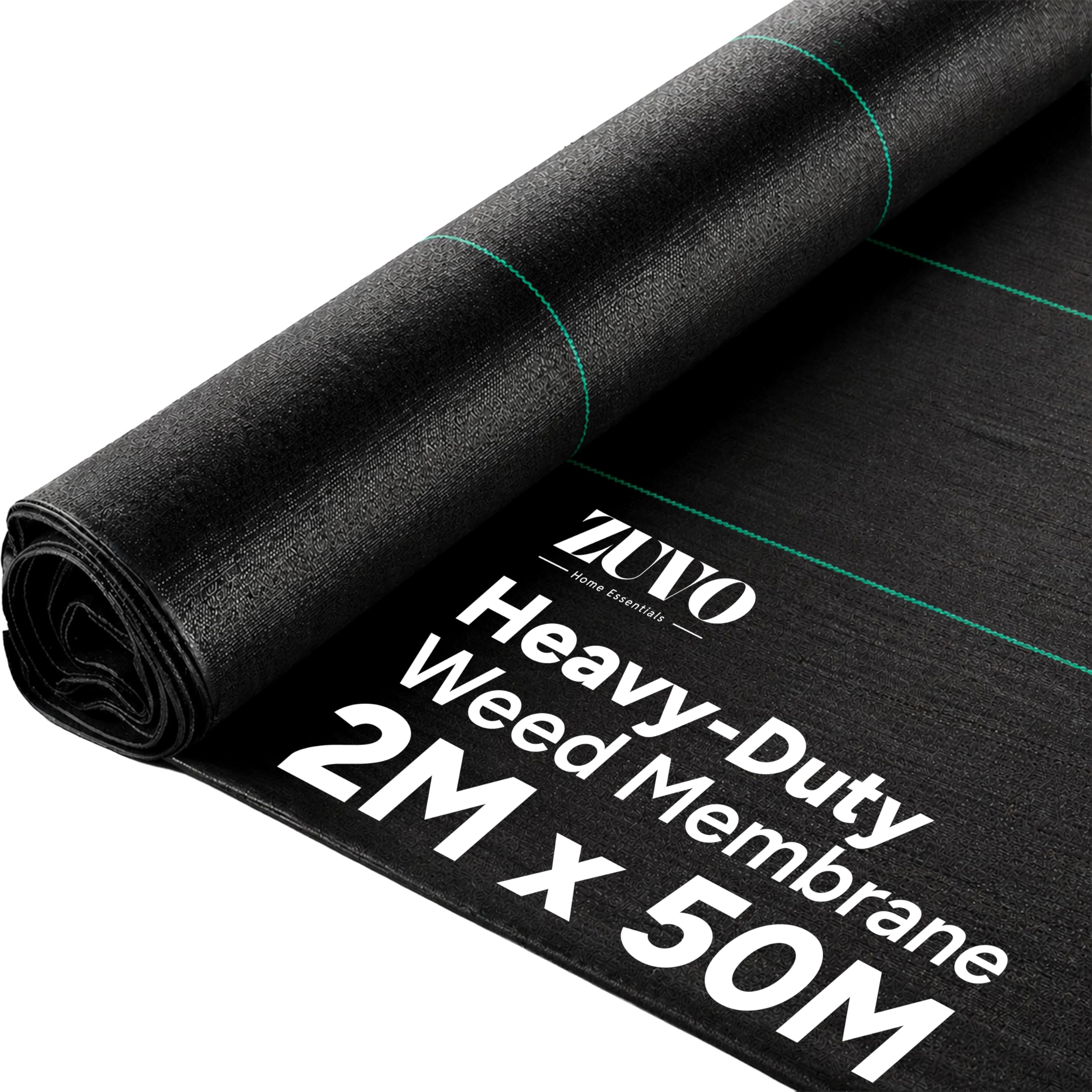 Zuvo Weed Membrane 2M x 50M - Heavy Duty 110 GSM Weed Control Fabric | UV Stabilised Garden Membrane | Breathable Landscape Sheet for Driveways, Patios, Landscaping - Ground Cover Weed Barrier